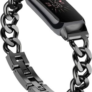 Bolesi Compatible con correas Fitbit Luxe, correa delgada de metal de acero inoxidable, correas ajustables de repuesto para reloj inteligente Fitbit Bolesi Compatible con correas Fitbit Luxe, correa delgada de metal de acero inoxidable, correas ajustables de repuesto para reloj inteligente Fitbit