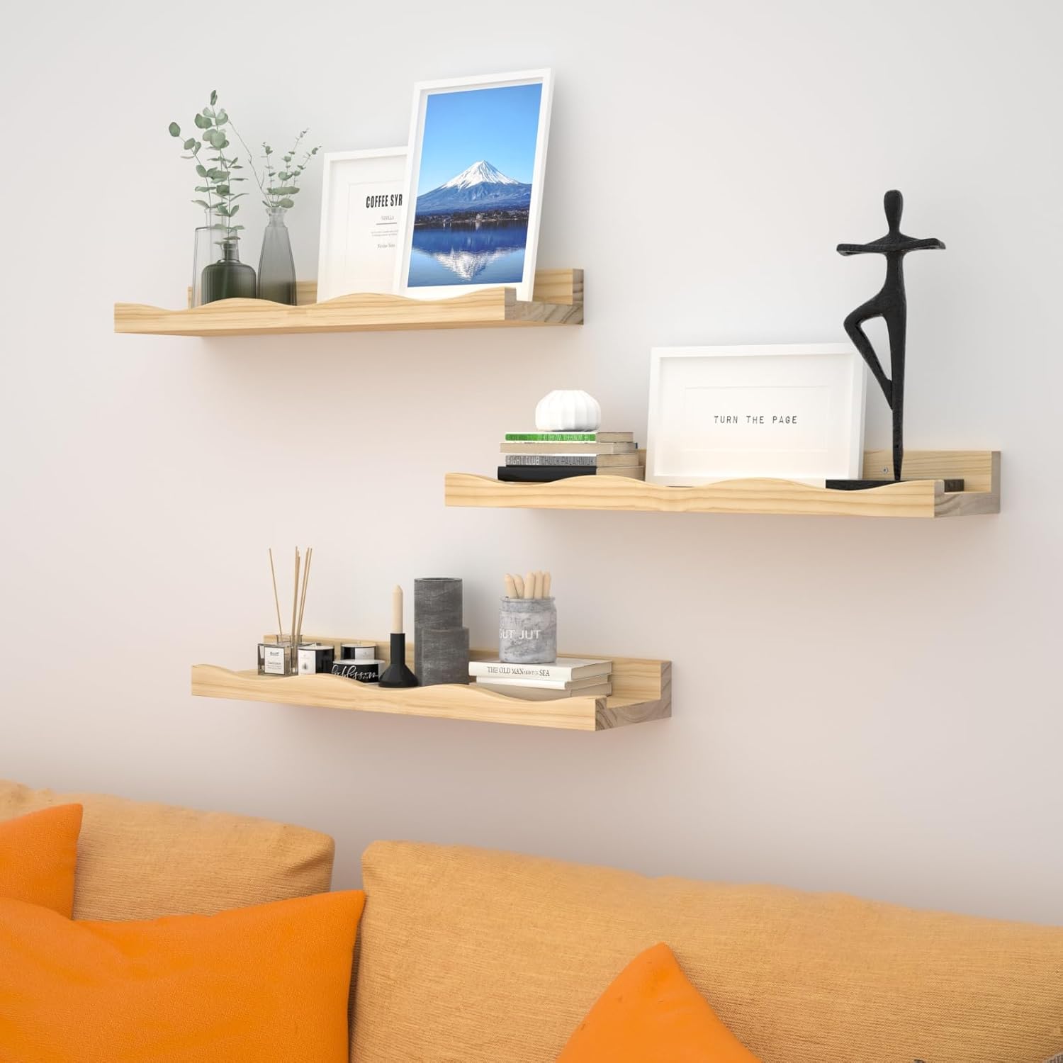 Estantes flotantes para decoración de pared, juego de 3 estantes para libros de guardería, estantes de baño, estante de pared de 16 pulgadas para