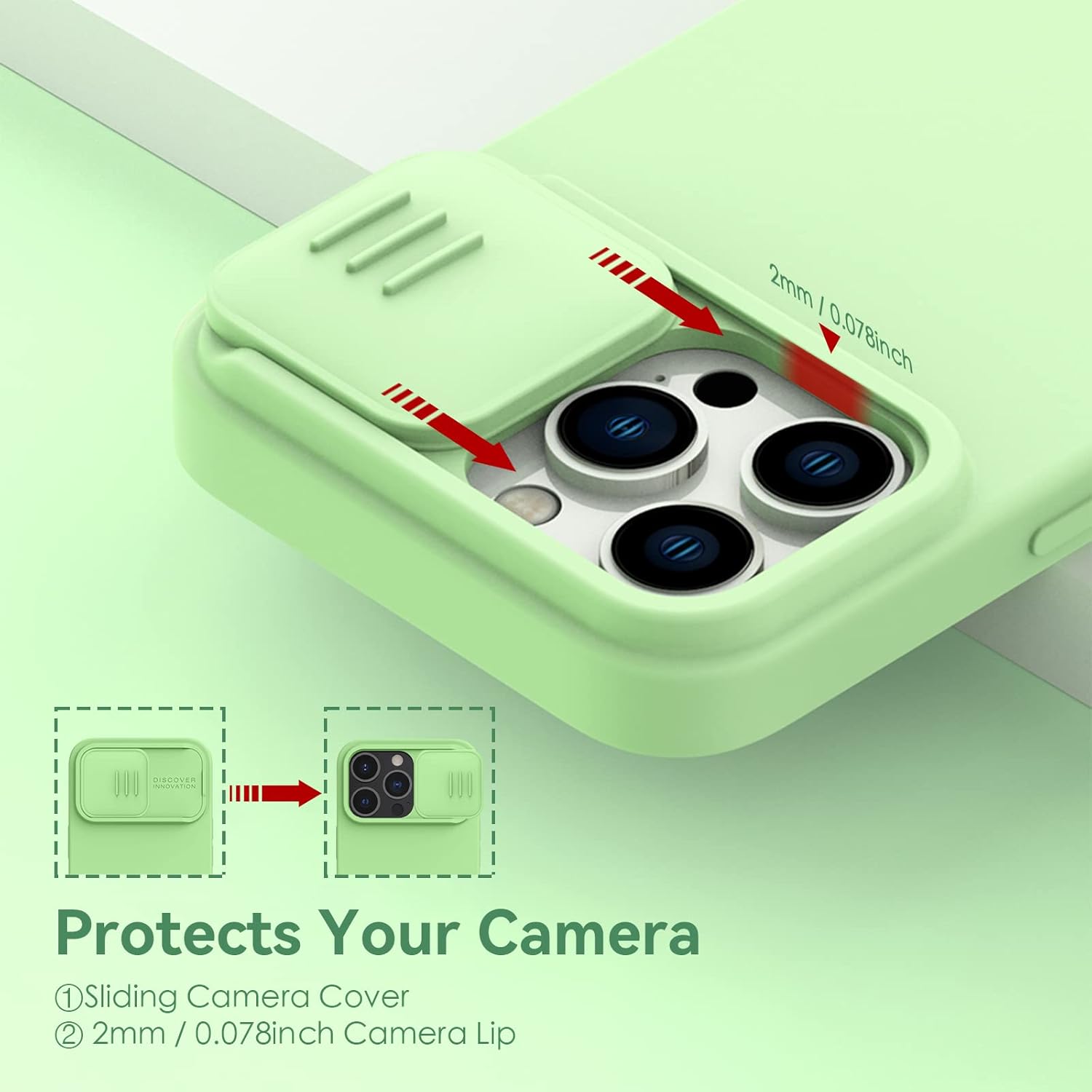 CloudValley Funda magnética para iPhone 14 Pro Max de 6.7 pulgadas, funda de silicona líquida con funda deslizante para cámara, compatible con