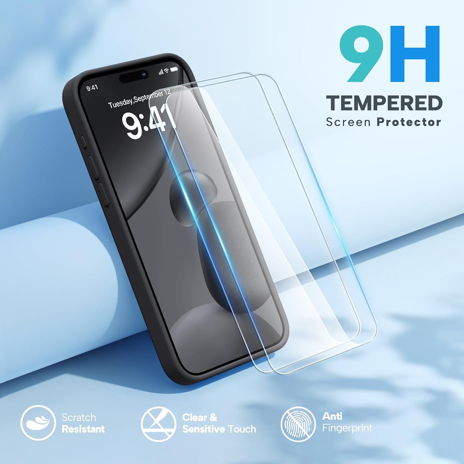 Miracase Funda diseñada para iPhone 15 Pro Max, compatible con MagSafe, con 2 protectores de pantalla, funda de silicona líquida a prueba de golpes