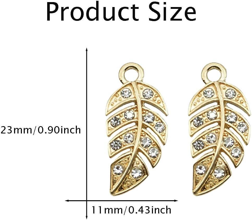 Dijes creativos de diamantes de imitación de hojas, 20 piezas, dijes de hoja de aleación para bricolaje, llavero, collar, aretes, accesorios de