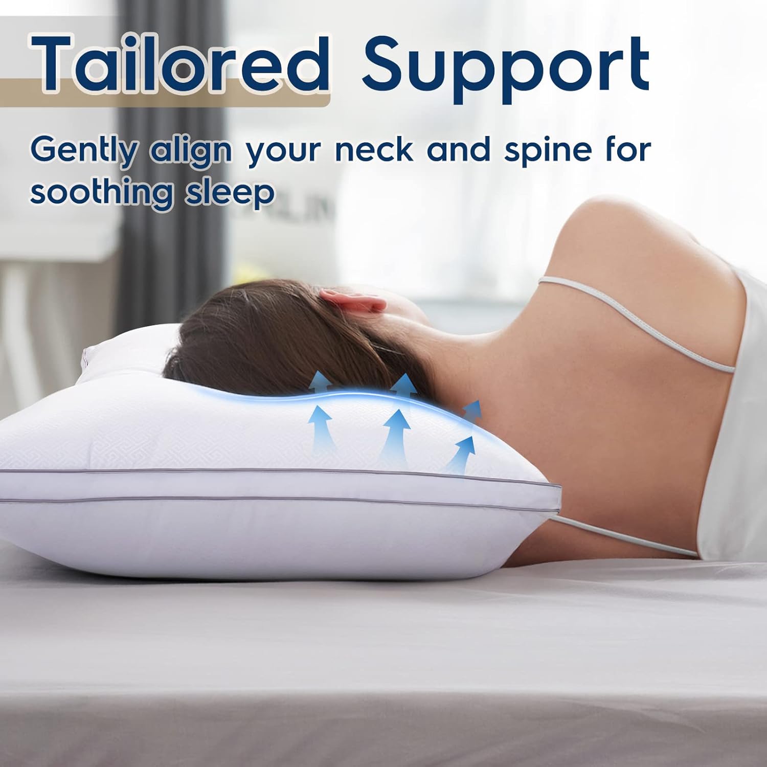 viewstar Juego de 2 almohadas de tamaño King, almohadas de cama alternativas de plumón, almohada trasera para dormir para cuello y hombro, almohadas