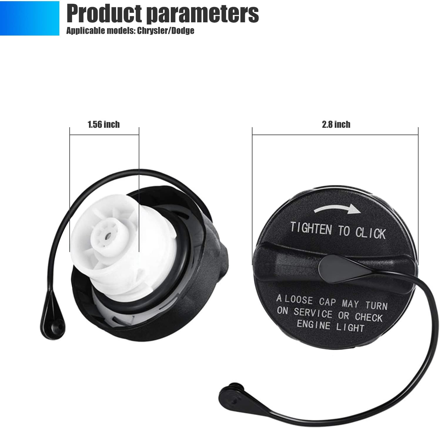 Pack-1 – Tapa de combustible para automóvil, 52030377AB 5278632AG 5278632AG Tapa de gasolina de repuesto para Chrysler Dodge (negro)