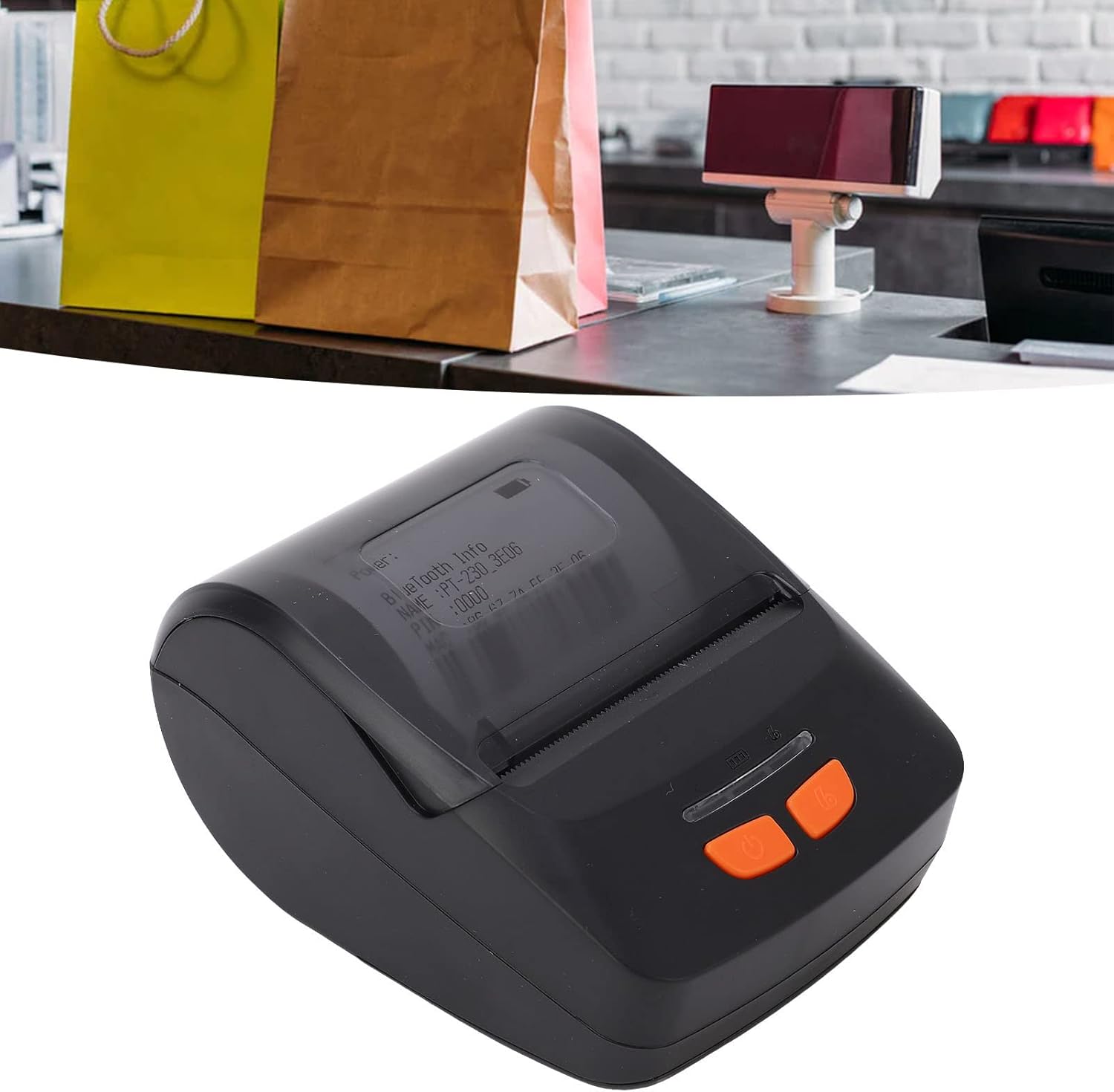 Mini impresora térmica de etiquetas de 1.890 in portátil inalámbrico recibo billete billete POS máquina de impresión negro