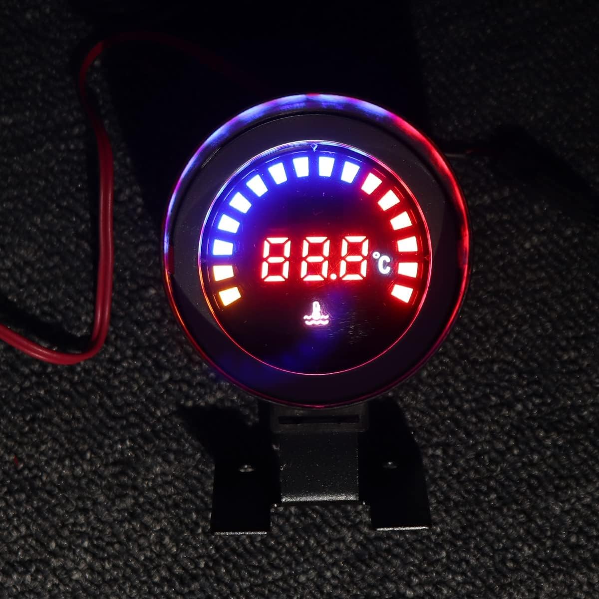 Medidor de temperatura del agua, 2 pulgadas, 2.047 in, redondo, LED, digital, 12 V, medidor de temperatura del agua universal con sensor para