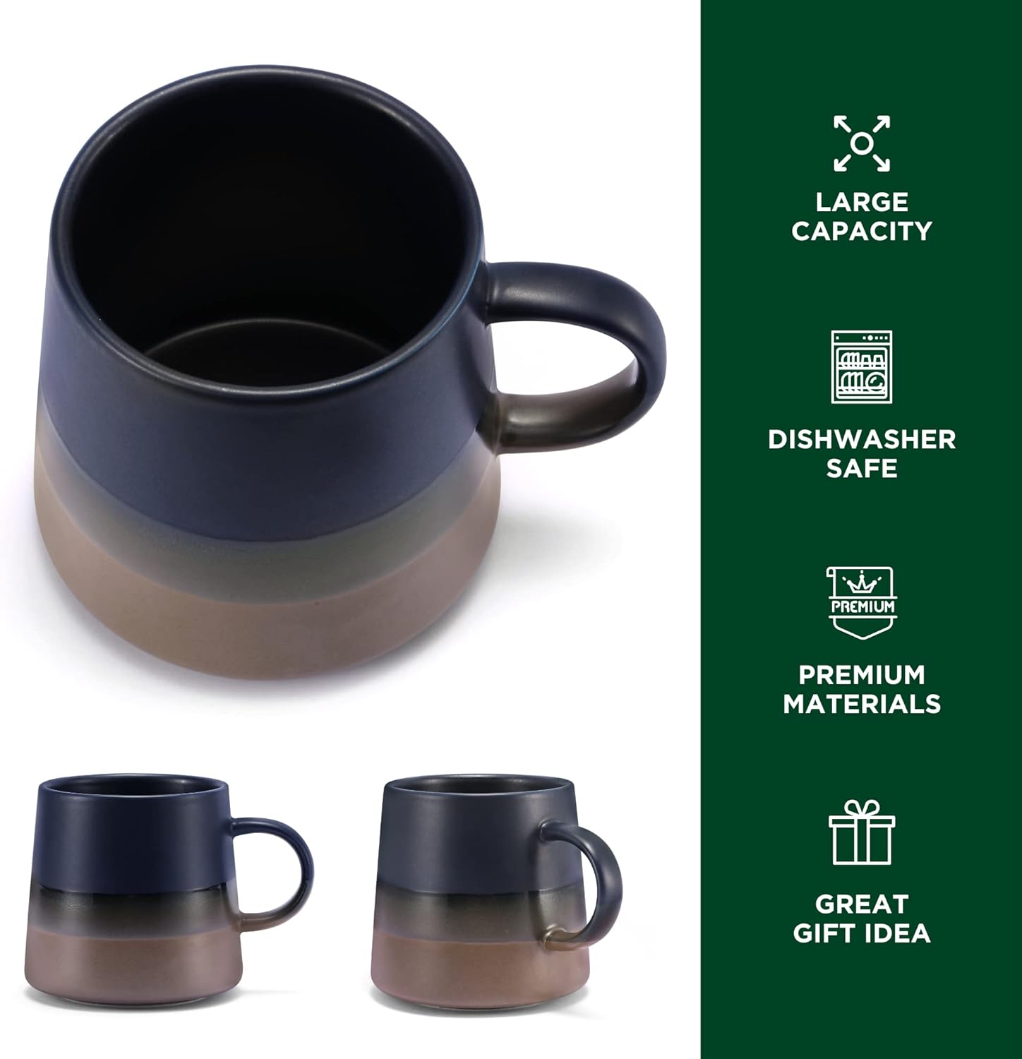 Java – Juego de 2 tazas de café, diseño elegante, perfectas para parejas, dignas de regalo, tazas de café de 12 onzas