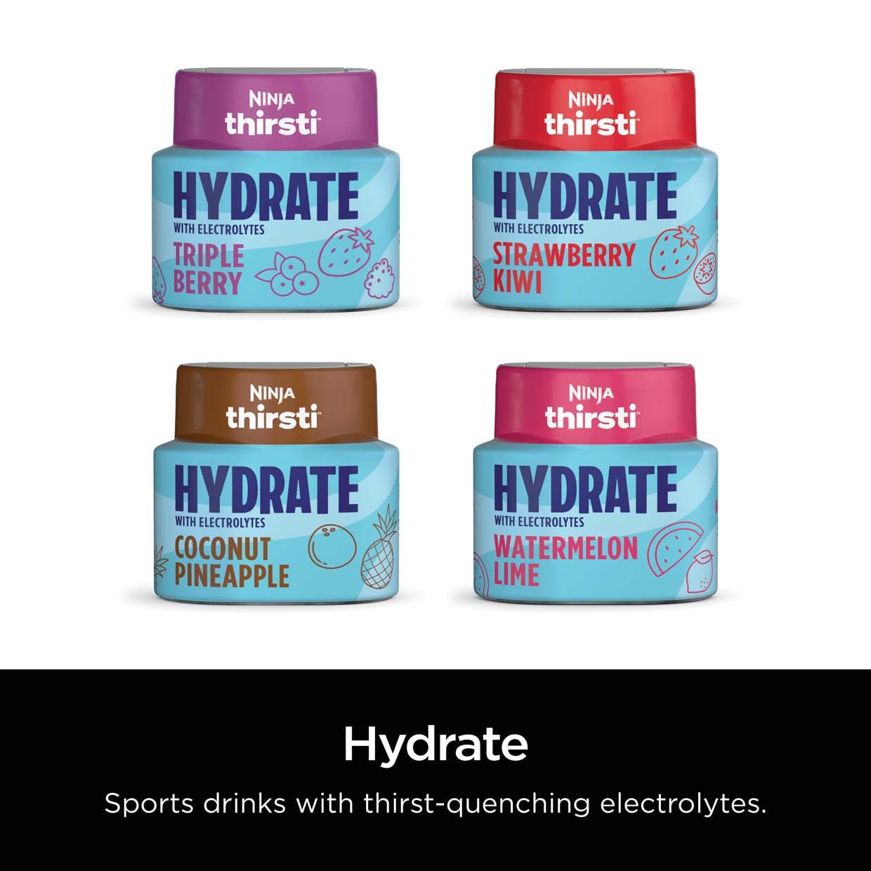 Ninja Thirsti Gotas de agua saborizadas, hidrata con electrolitos, piña de coco, paquete de 3, cero calorías, cero azúcar, 2.07 onzas líquidas, hace