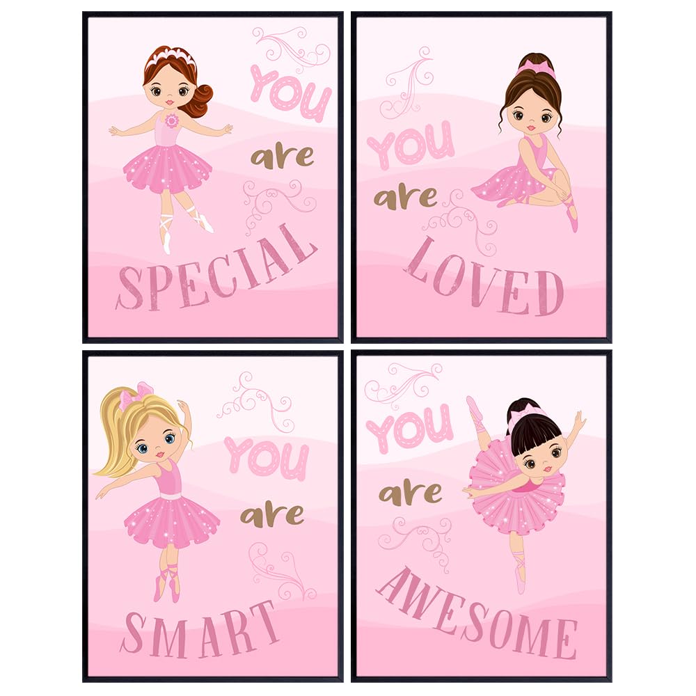 Baby Girl Room Decor – Pink Little Girls Bedroom Decor – Infant Nursery Decor – Cute Toddler Girl Wall Art – Positive Affirmations – Ballerina Decor