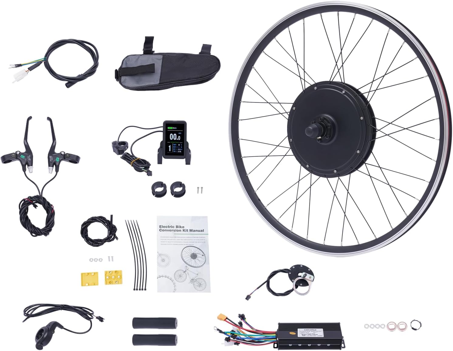 AKaSping Kit de conversión de rueda delantera de bicicleta eléctrica, kit de motor de bicicleta eléctrica de 48 V, kit de motor de bicicleta