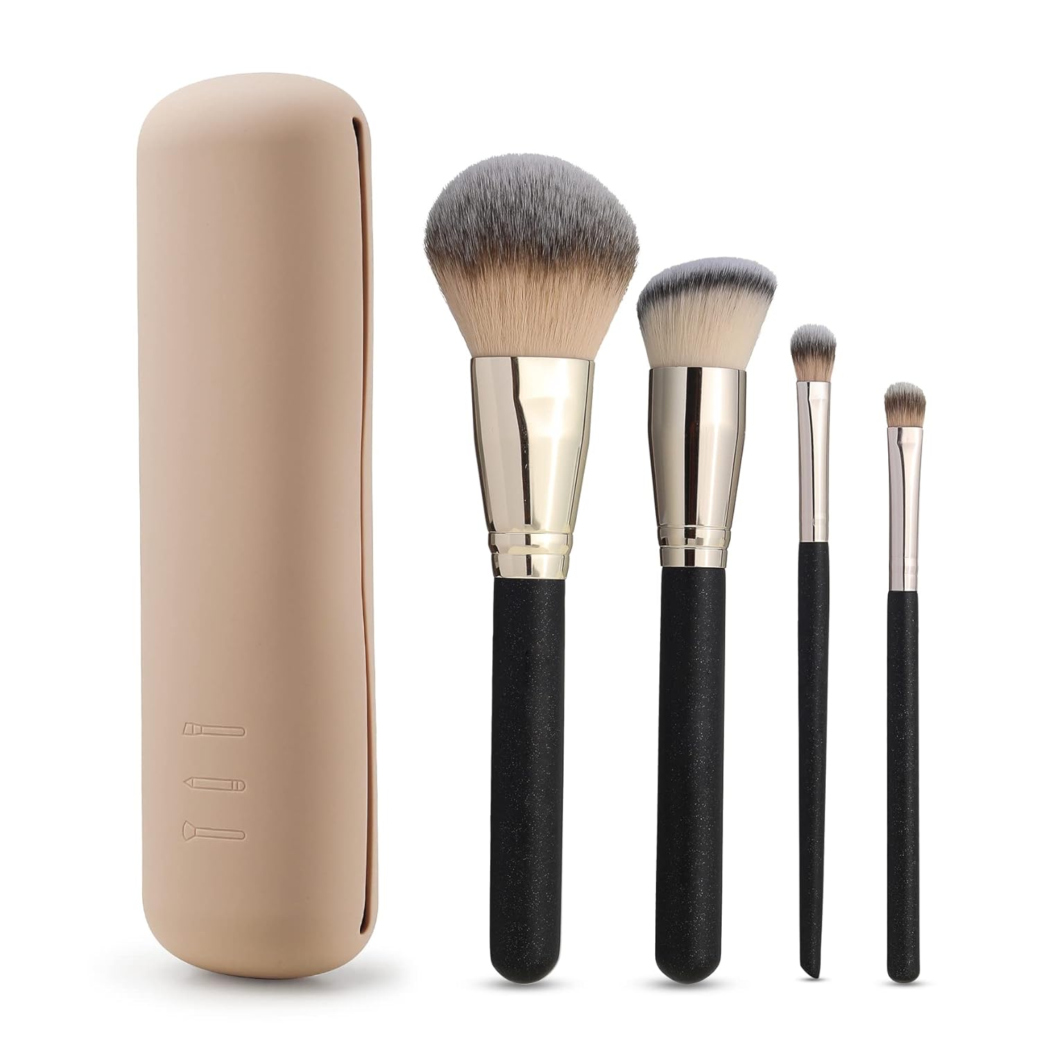 FERYES Porta brochas de maquillaje de viaje grande con 4 brochas de maquillaje, Juego de 4 portaescobillas