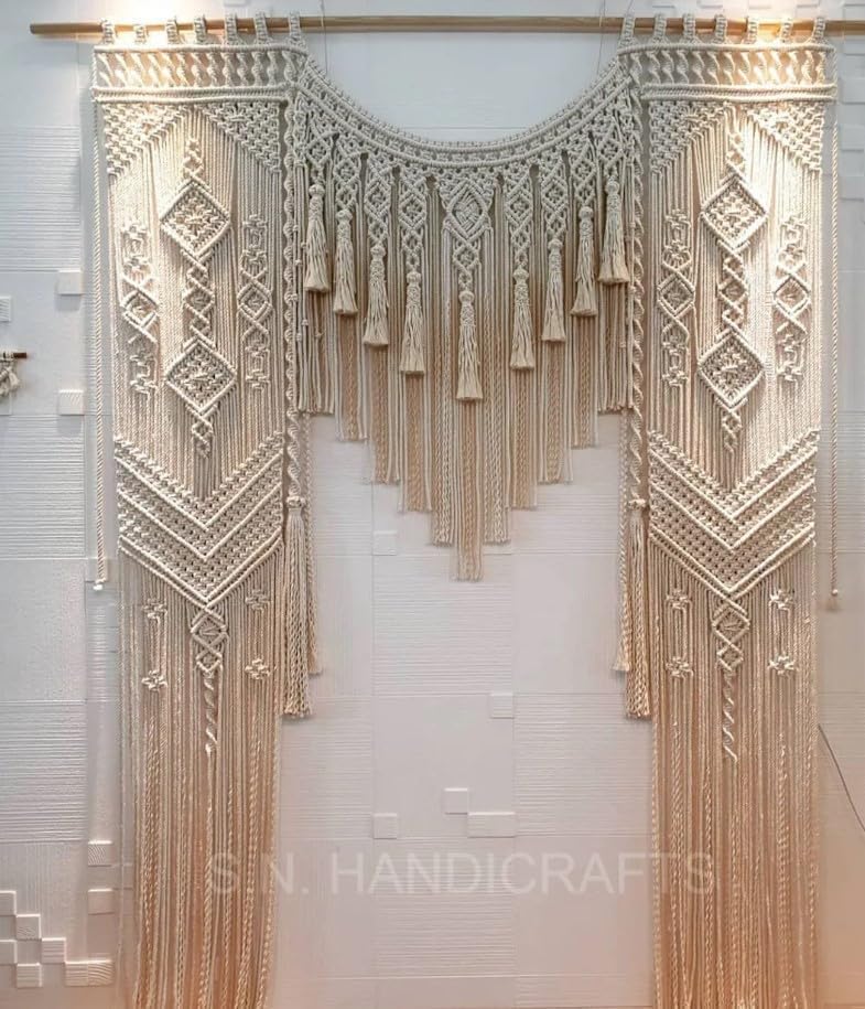 Fondo grande de macramé para boda, cenador de arco de boda de macramé, colgante de pared de macramé, para colgar en la puerta, divisor de