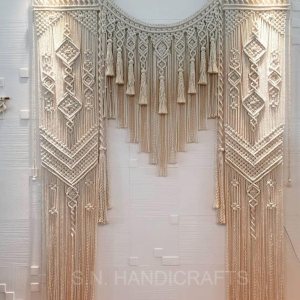 Fondo grande de macramé para boda, cenador de arco de boda de macramé, colgante de pared de macramé, para colgar en la puerta, divisor de Fondo grande de macramé para boda, cenador de arco de boda de macramé, colgante de pared de macramé, para colgar en la puerta, divisor de