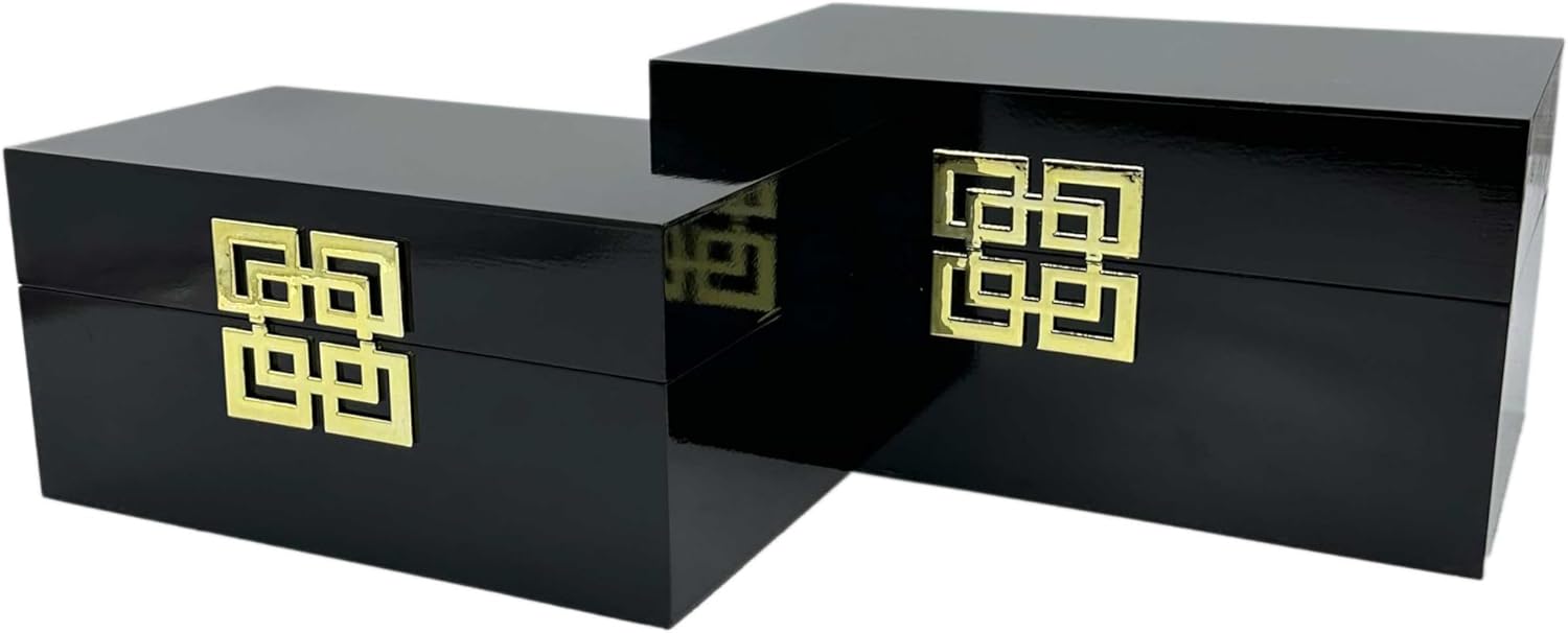 Galt International Juego de cajas de almacenamiento decorativas con tapa con bisagras, diseño clásico, cajas de decoración de madera con cierre
