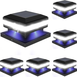 Sumaote Paquete de 6 luces solares para postes de exteriores, IP65, impermeables, para postes de madera de 4 x 4, 5 x 5 o 6 x 6, iluminación LED Sumaote Paquete de 6 luces solares para postes de exteriores, IP65, impermeables, para postes de madera de 4 x 4, 5 x 5 o 6 x 6, iluminación LED