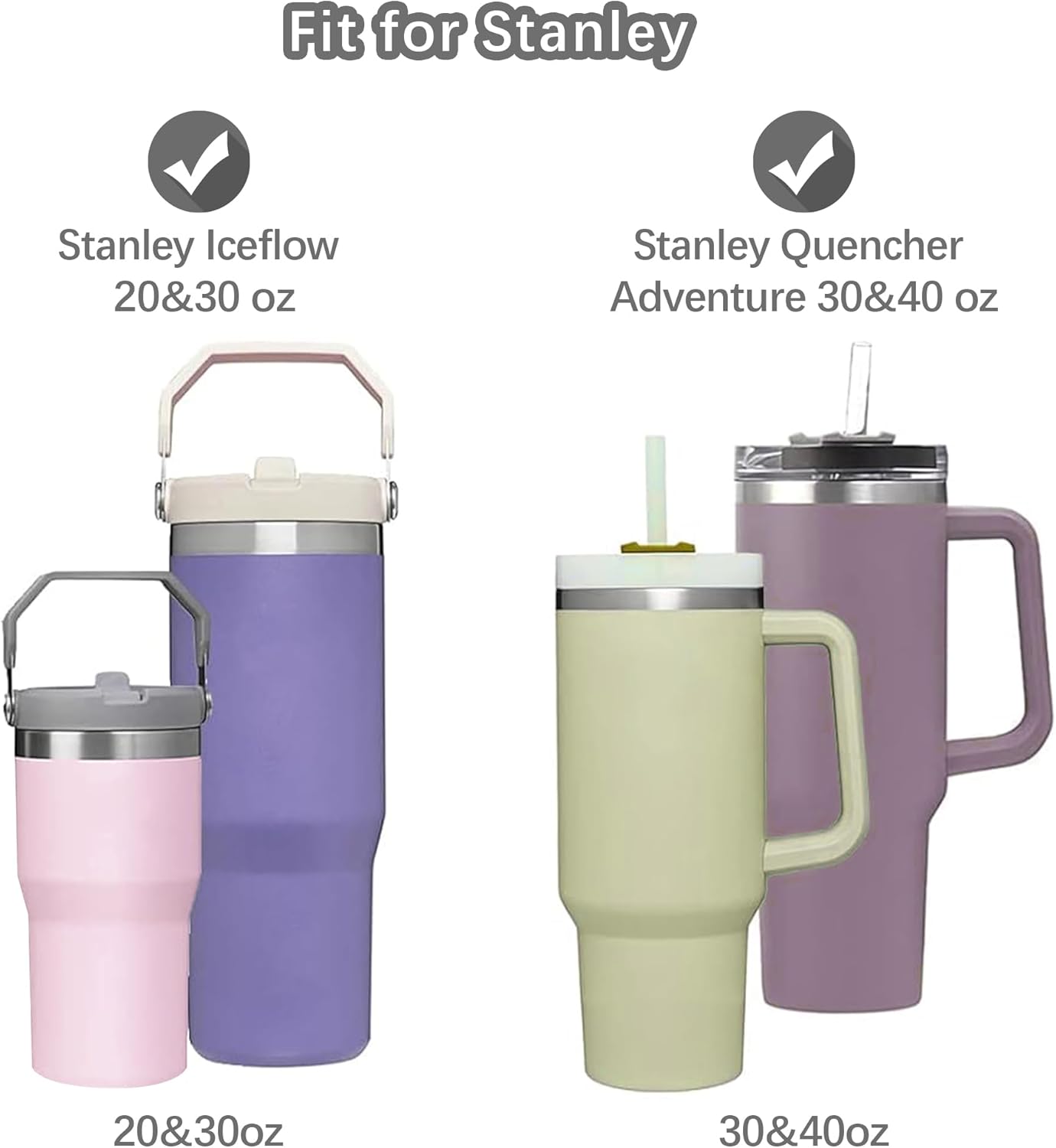 Thimmamma Botas de silicona para Stanley Cup, 2 unidades, funda reutilizable para botas, paquete de 2 tapones para derrames para Stanley Cup de 40