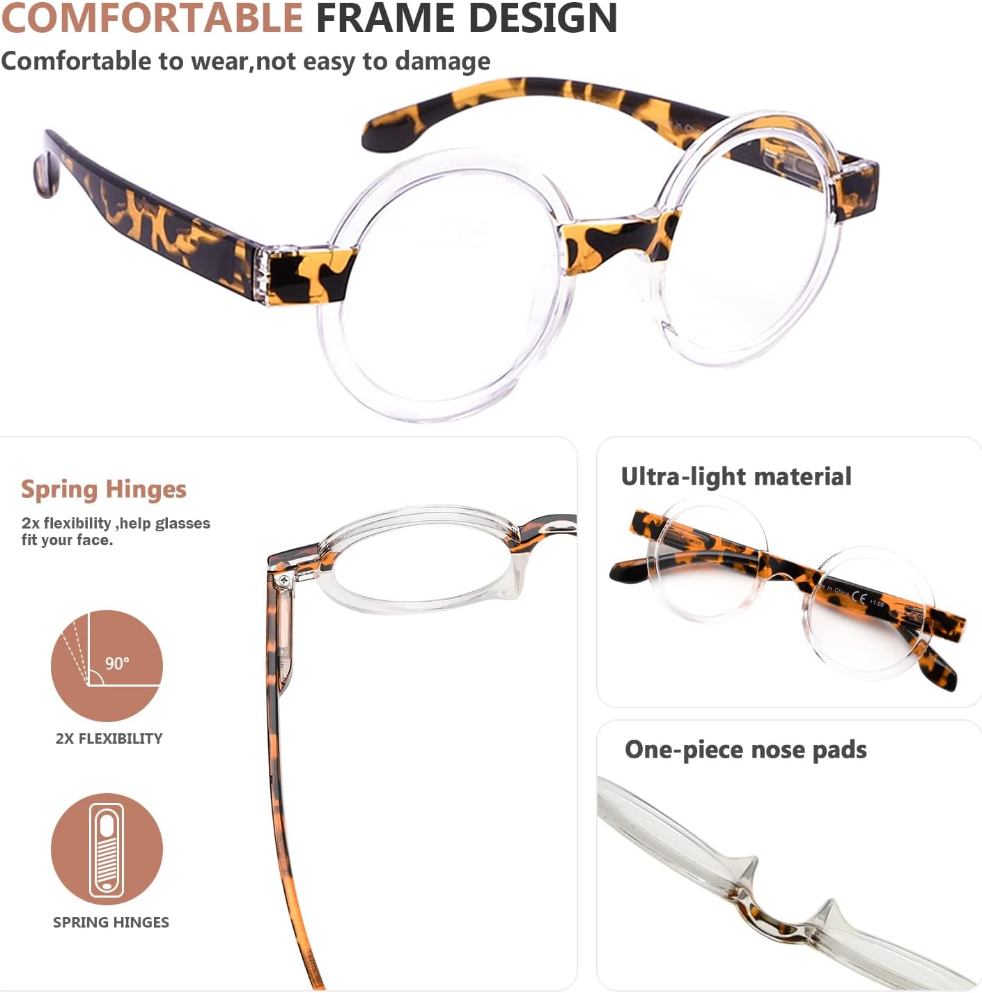 Eyekepper Gafas de Lectura Redondas Mujer Oprah Style Readers – Tortoise +1.25