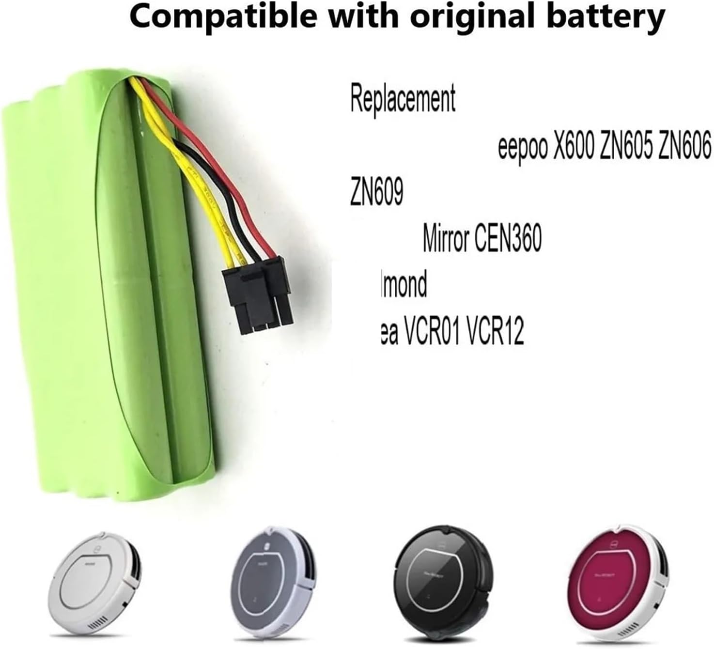 ConvOw Ni-MH AA 2500mAh Compatible con ECOVACS 14.4V Batería recargable compatible con Deebot Deepoo X600 ZN605 ZN606 ZN609 Compatible con
