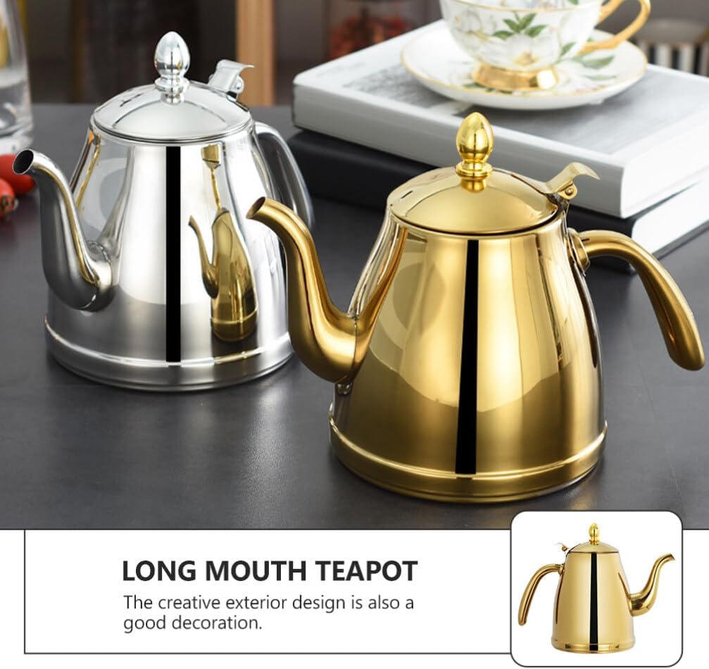 Luxshiny Tetera de acero inoxidable Tetera de cuello de cisne Tetera con tapa de gas Tetera hervida Botella dispensadora de aceite de oliva Botella