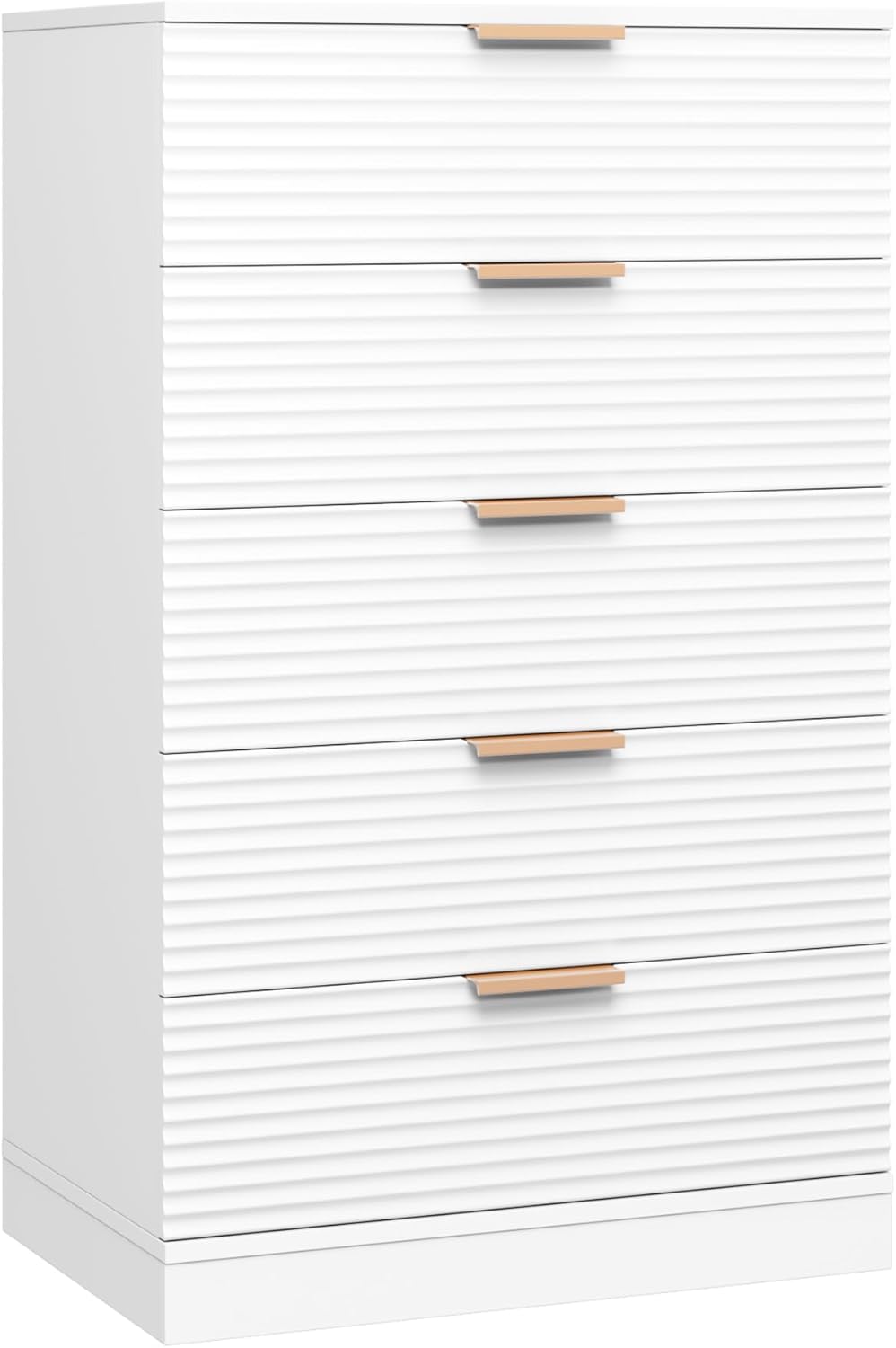 Cómoda moderna de 5 cajones, cómoda alta con almacenamiento, cómoda de madera con asas integradas, armario de almacenamiento de gran capacidad para