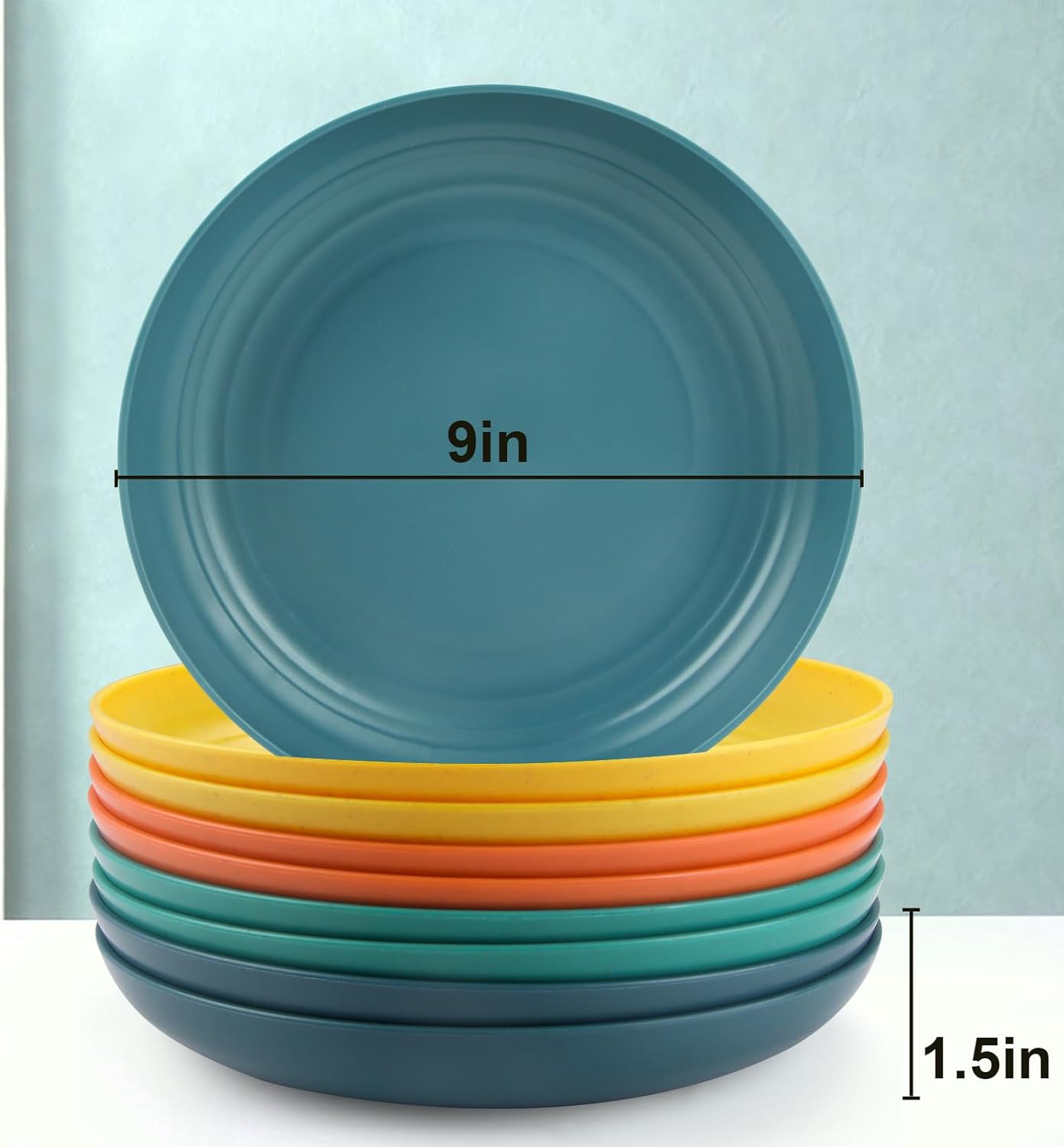 Juego de 8 platos de cena alternativos para platos de plástico, aptos para microondas y lavavajillas, platos de paja de trigo para cocina, platos