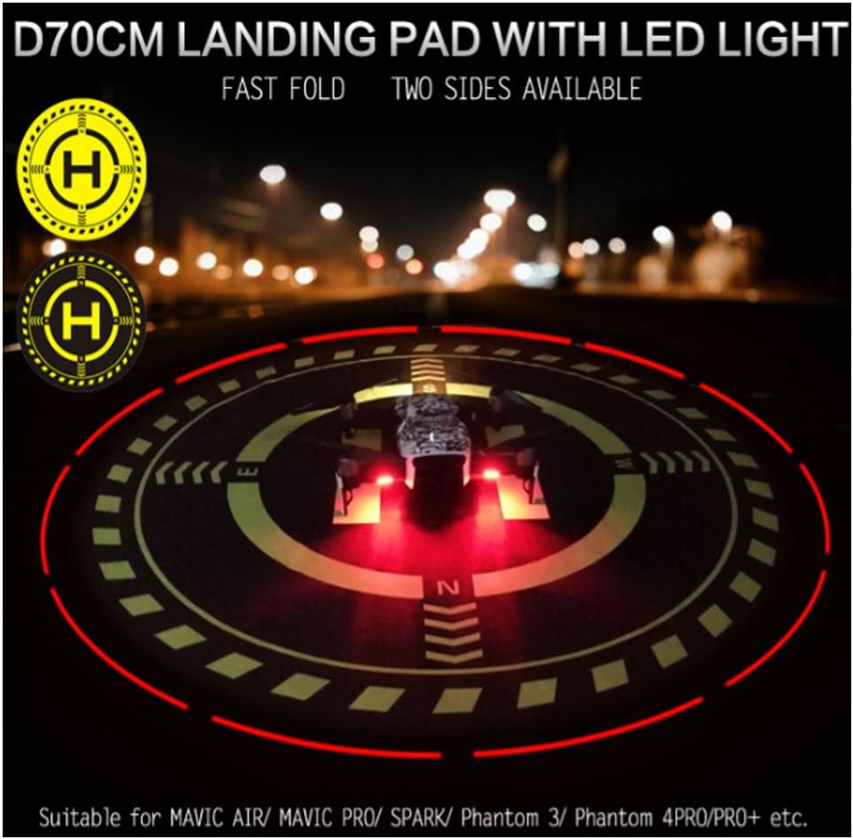 Darkhorse – Almohadilla de aterrizaje portátil con iluminación para DJI Mavic AIR Mavic PRO Mavic 2  Mavic 2 Pro  SparkPhantom 3 4 RC