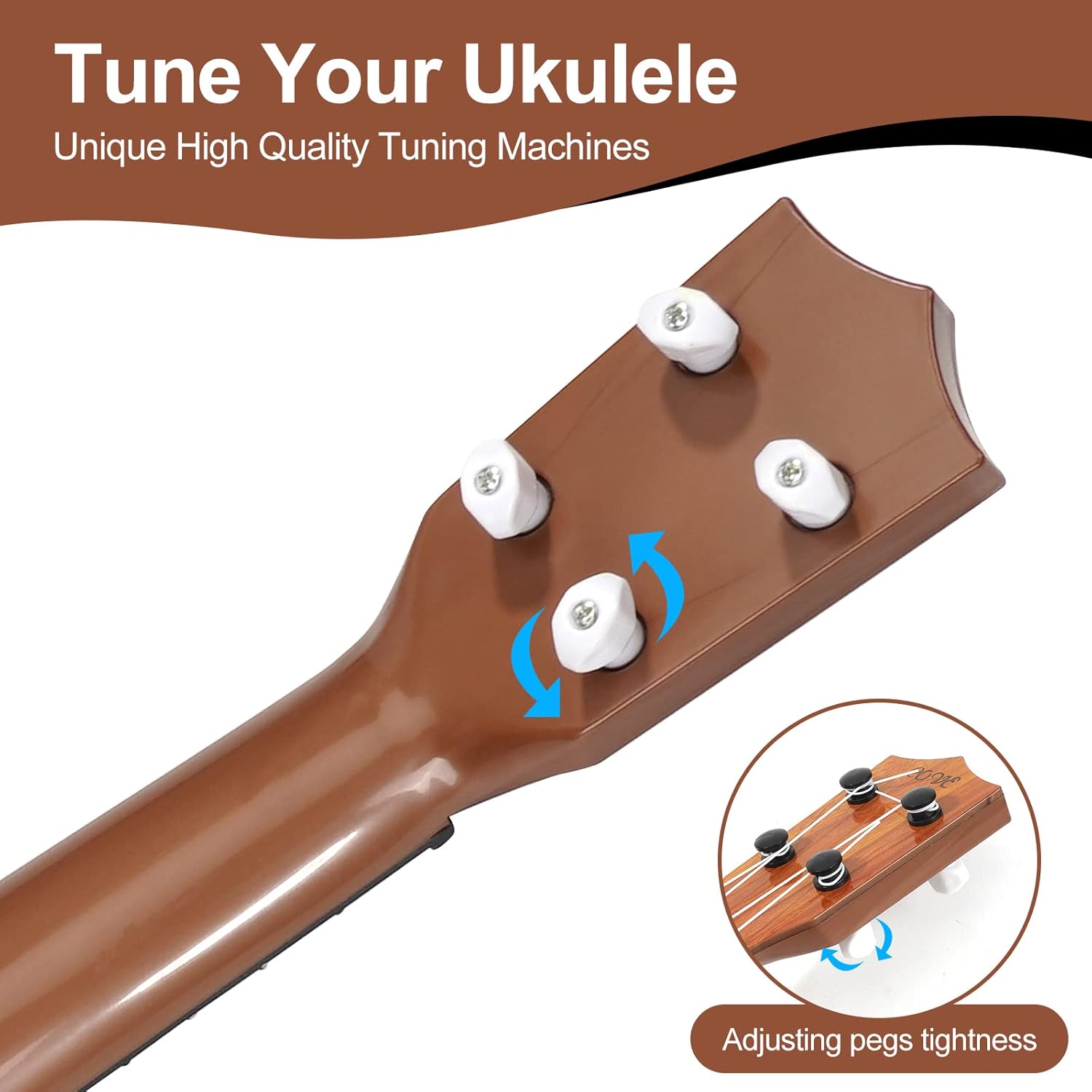 Raimy Guitarra ukelele de 17 pulgadas para niños, 4 cuerdas, mini guitarra para niños, instrumentos musicales, juguetes educativos con púas para