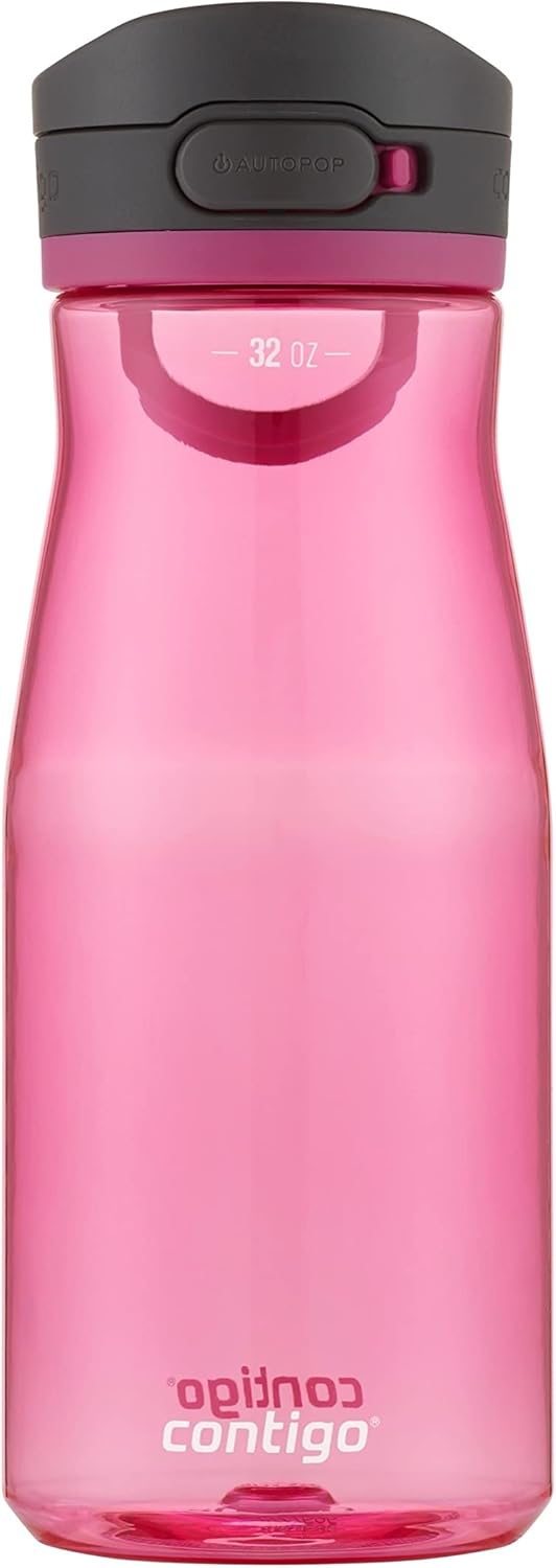 Contigo Jackson 2.0 Botella de agua de plástico sin BPA con tapa a prueba de fugas, diseño de boca con tapa y asa intercambiables, apta para