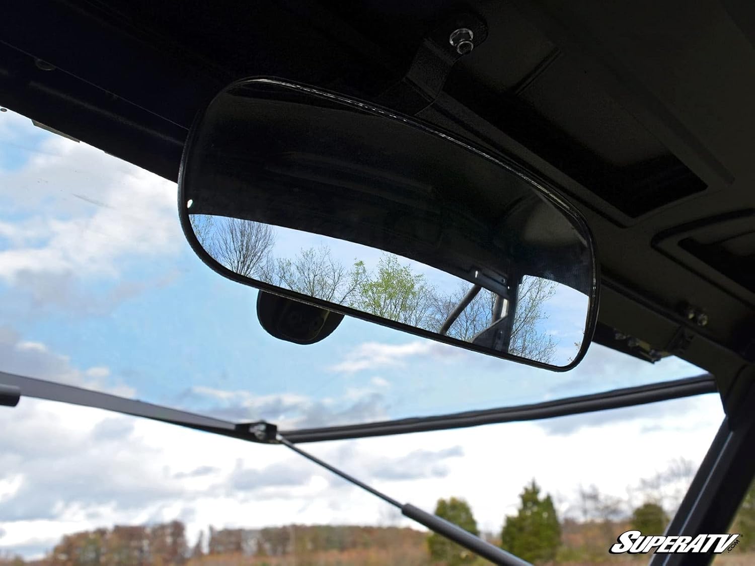 SuperATV Espejo retrovisor UTV para Polaris GeneralRangerRZR (ver ajuste)  Espejo retrovisor Polaris mide 10.25 x 4 pulgadas  Abrazaderas de 2