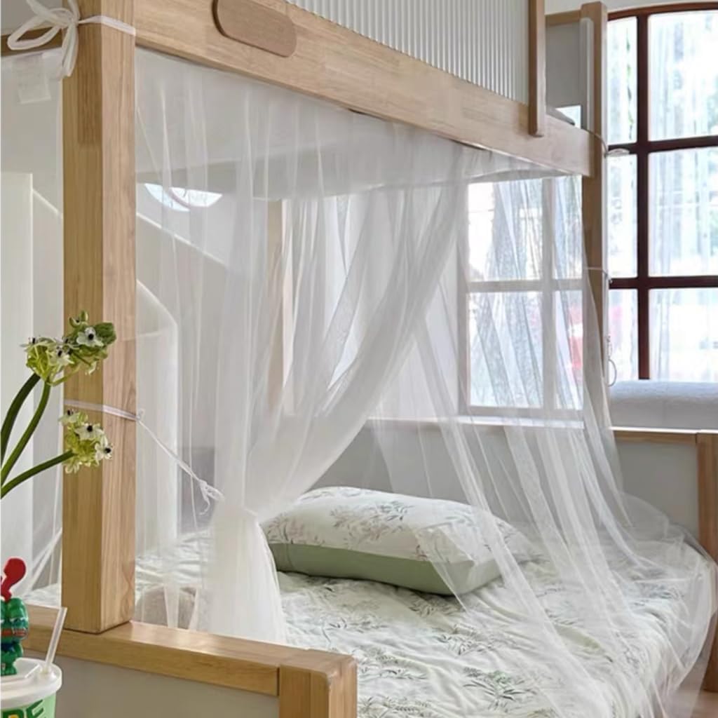 SCMTYWCQ 4 postes esquineros para dormitorio de estudiantes, litera, mosquitera, para cama de estudiantes, cortinas de cama para dormitorio de