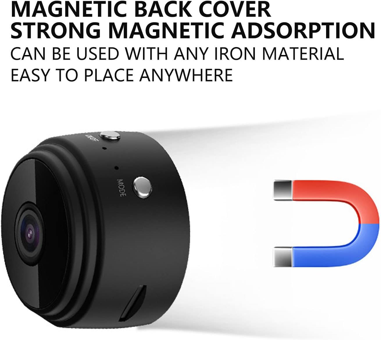 PenRux Mini cámara oculta, cámara inalámbrica HD 1080P, mini cámara espía WiFi oculta con cubierta trasera magnética, cámaras de vigilancia de
