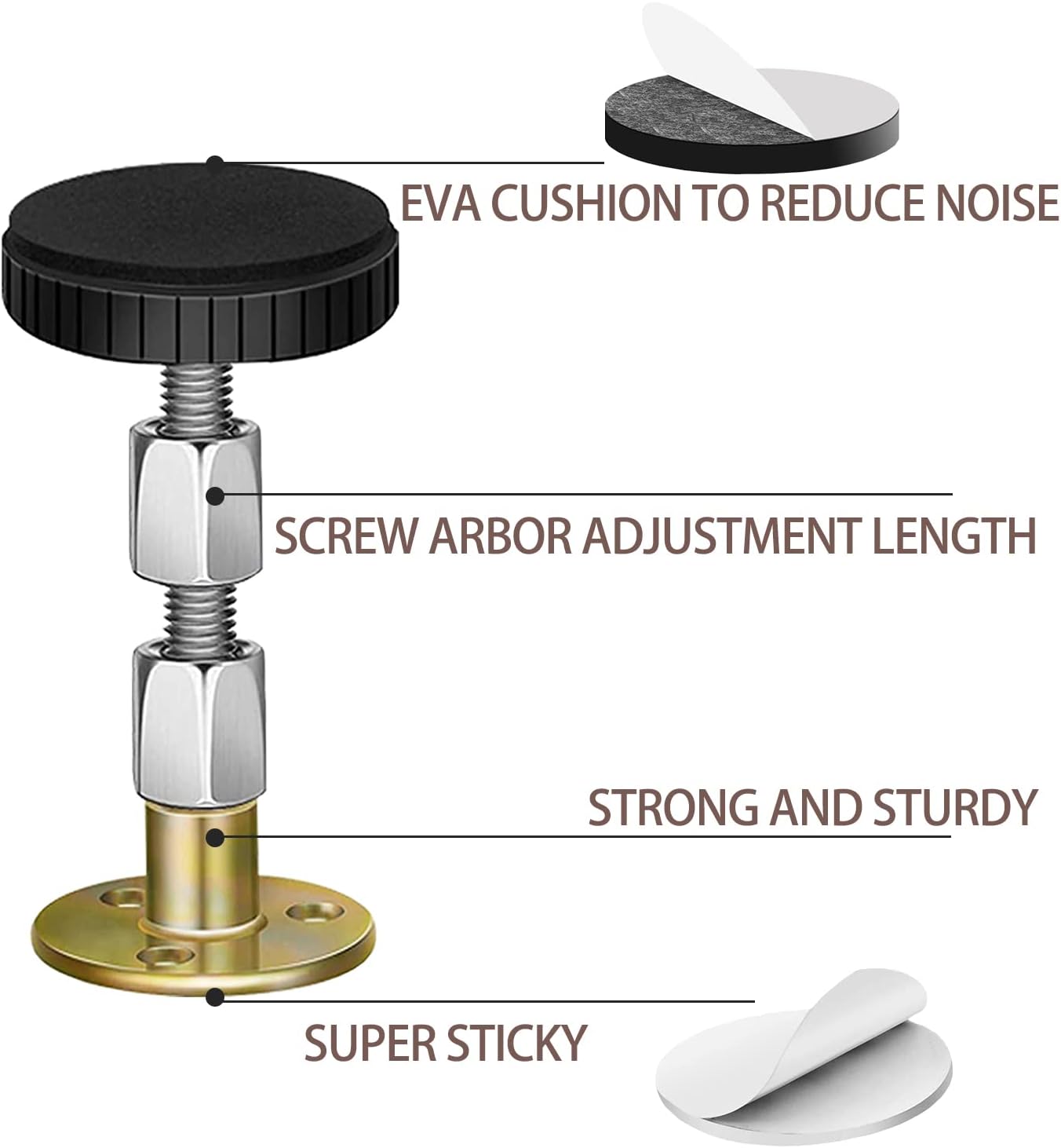 2 tapones para cabecero, herramienta antivibraciones para marco de cama ajustable, estabilizador de soporte telescópico antivibración para pared de