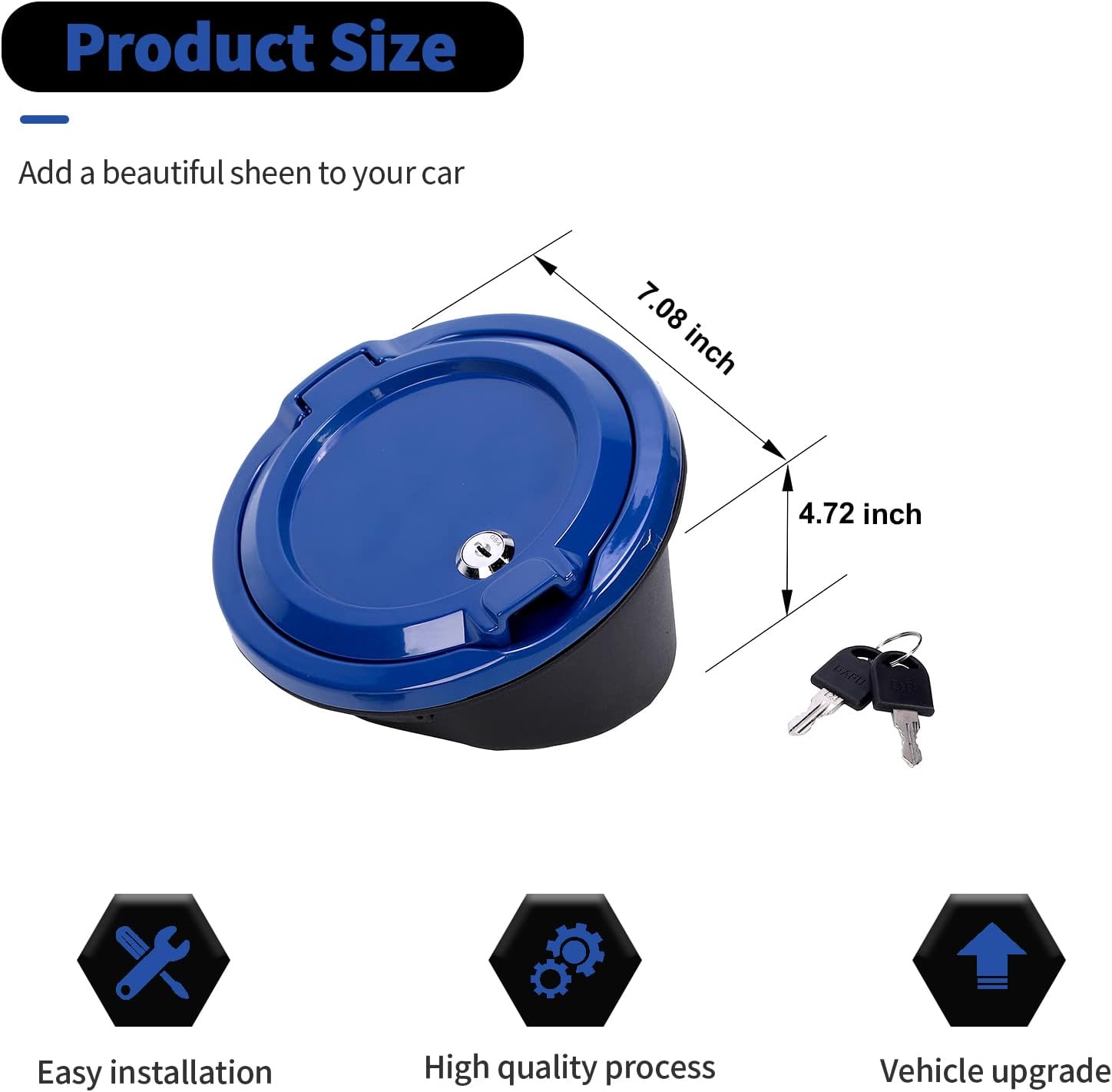 Tapa de depósito de gasolina con cierre de puerta, accesorios exteriores para Jeep Wrangler JL JLU 2018-2023, color azul