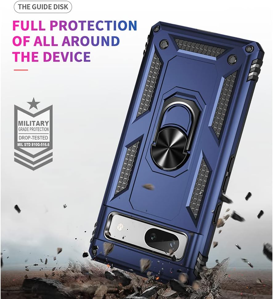 Funda para Pixel 7a, Google Pixel 7A con protector de pantalla HD, grado militar de 16 pies a prueba de caídas, anillo protector a prueba de golpes