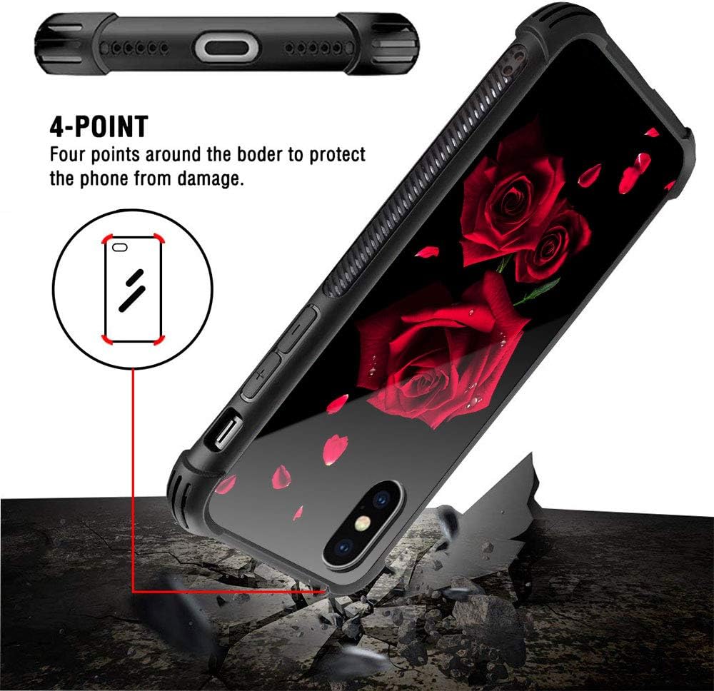 Funda compatible con iPhone XR, funda romántica de pétalos de rosa para iPhone XR, fundas para niñas y mujeres, diseño de patrón para iPhone XR