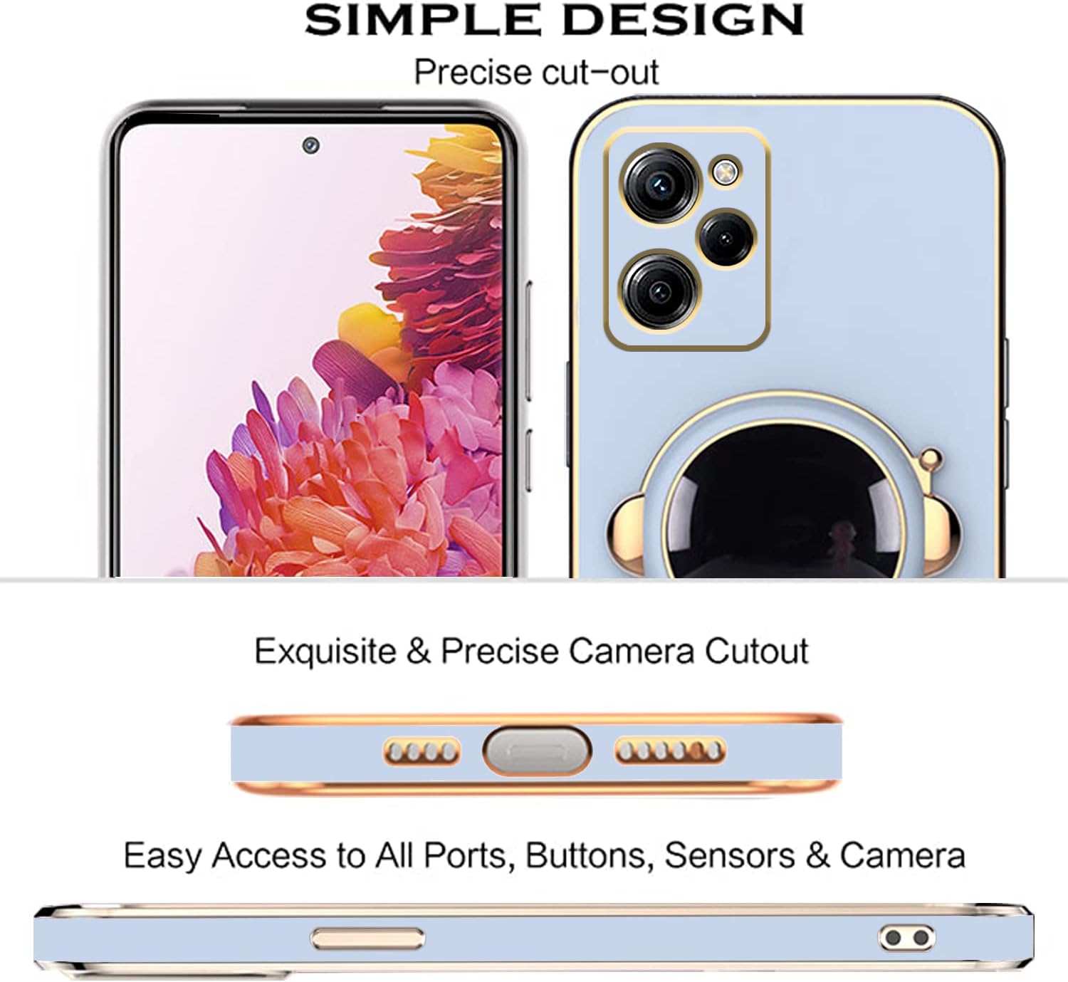 Funda de silicona para Poco X5 Pro 5G con lindo soporte de astronauta, a prueba de golpes, Xiaomi Poco X5 Pro 5G, bonita funda para mujer con diseño