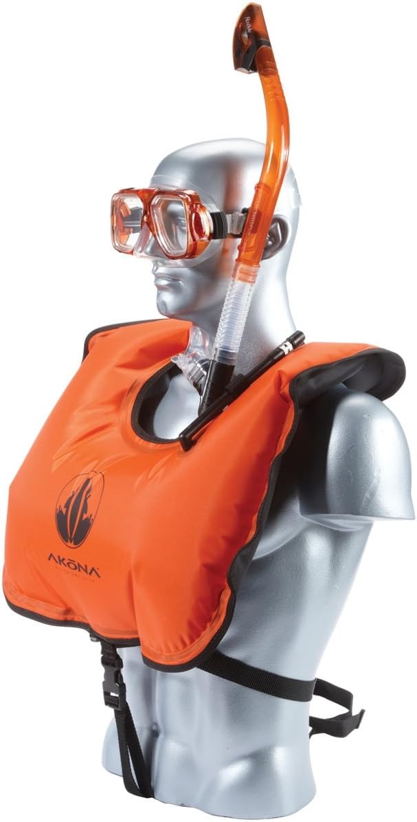 Akona Chaleco de snorkel Hi-viz con inflador oral, naranja
