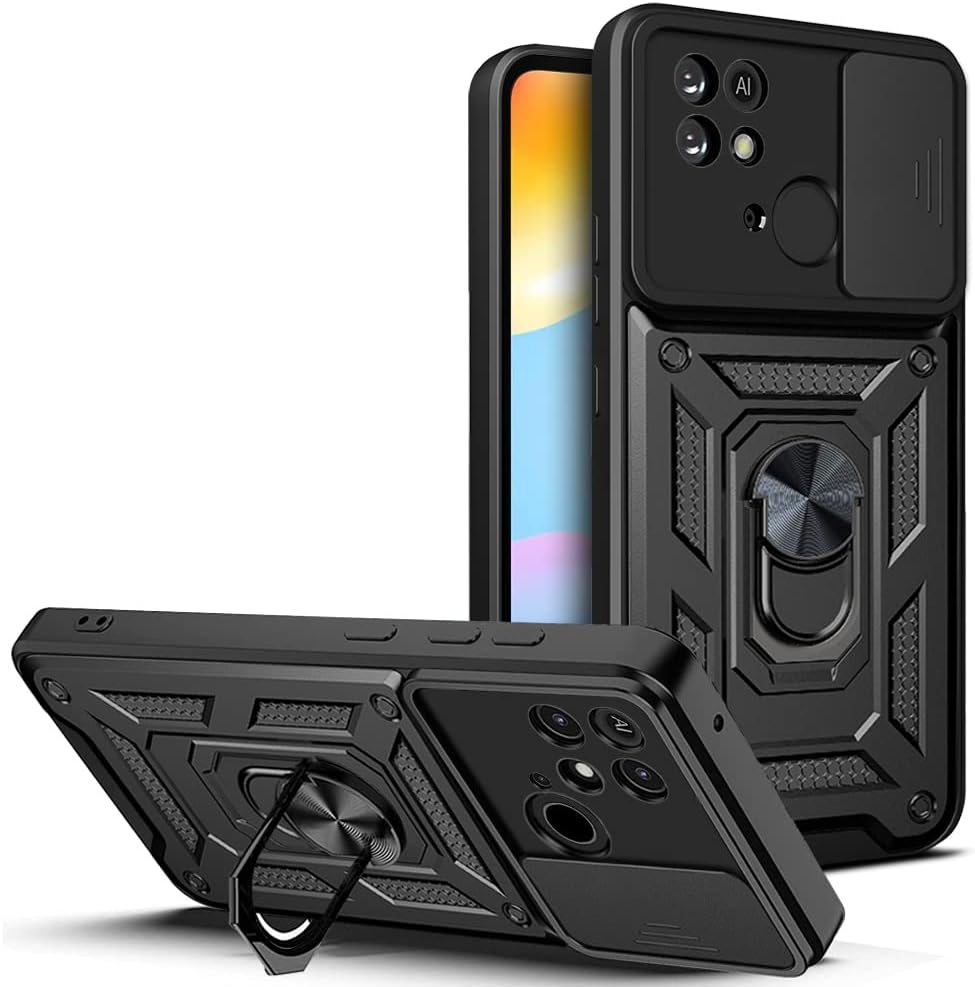 Ysnzaq Funda resistente a prueba de golpes de grado militar para Xiaomi Poco C40Redmi 10 Power 6.71 “, protección de lente de ventana deslizante con