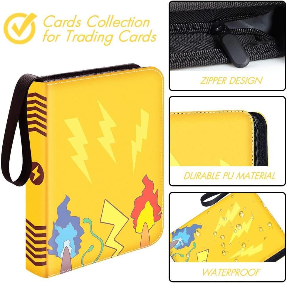 longwave – Carpeta de 4 bolsillos para tarjetas intercambiables, se adapta a 400 tarjetas con 50 fundas extraíbles, cubierta de cuero de primera
