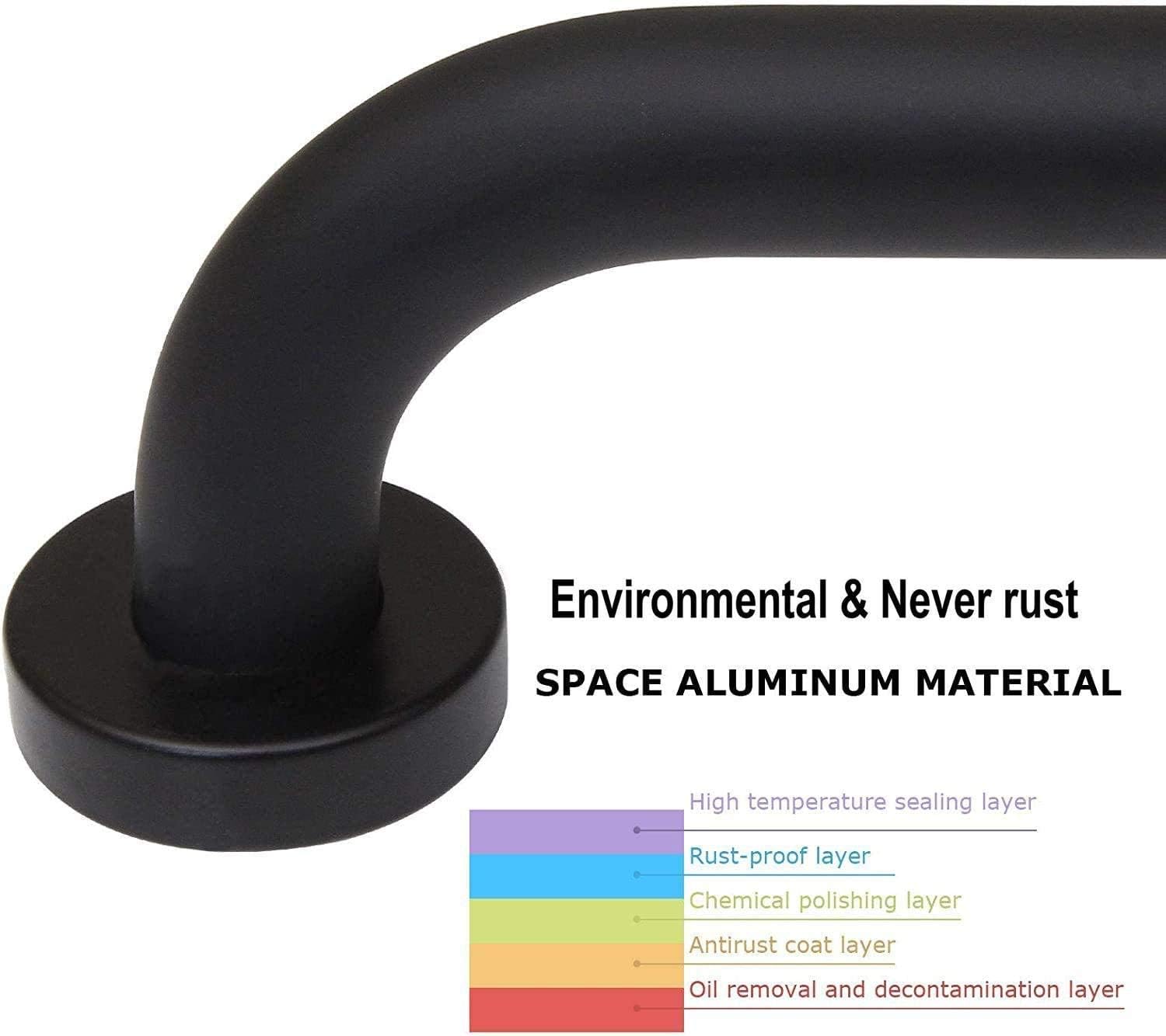 ZUEXT – Paquete de 2 barras de agarre negras de ducha de 40 pulgadas, mango de barra de agarre de pared de baño de acero inoxidable, barra de