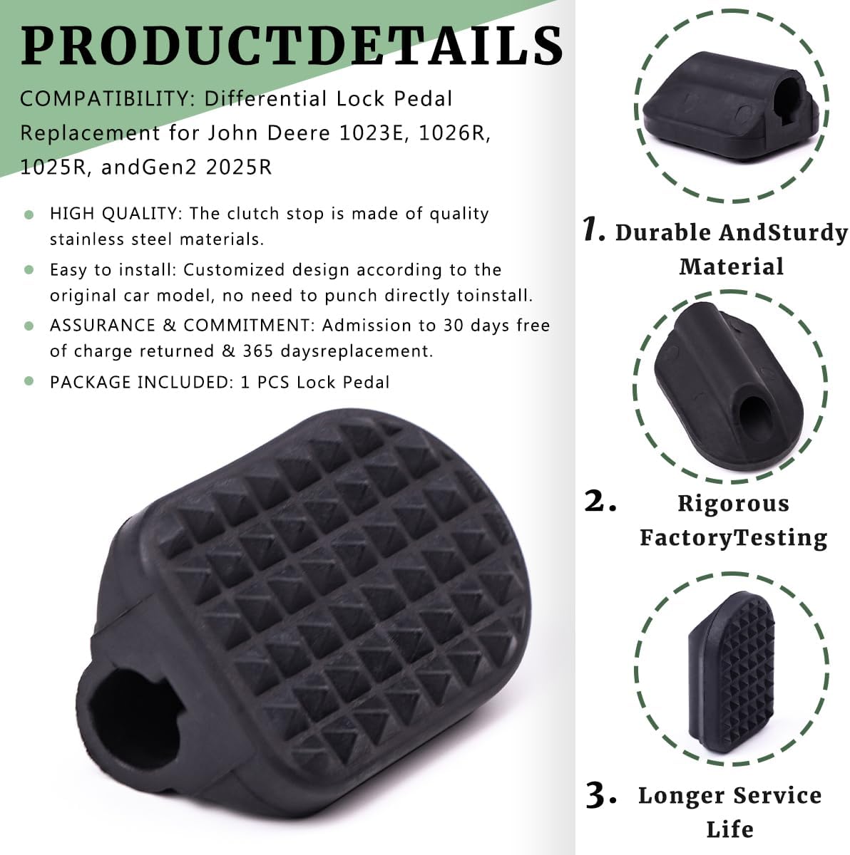 Pedal de bloqueo diferencial compatible con John Deere 1023E 1026R 1025R y Gen2 2025R