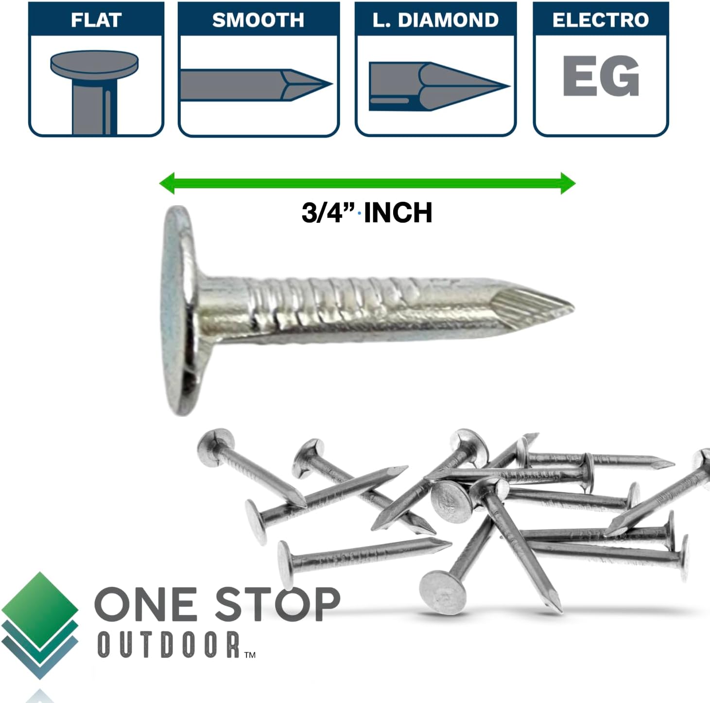 Paquete de 500 clavos galvanizados para techos de 34 pulgadas, grado profesional, 0.75 pulgadas, utilizados para sujetar fieltro para techos,