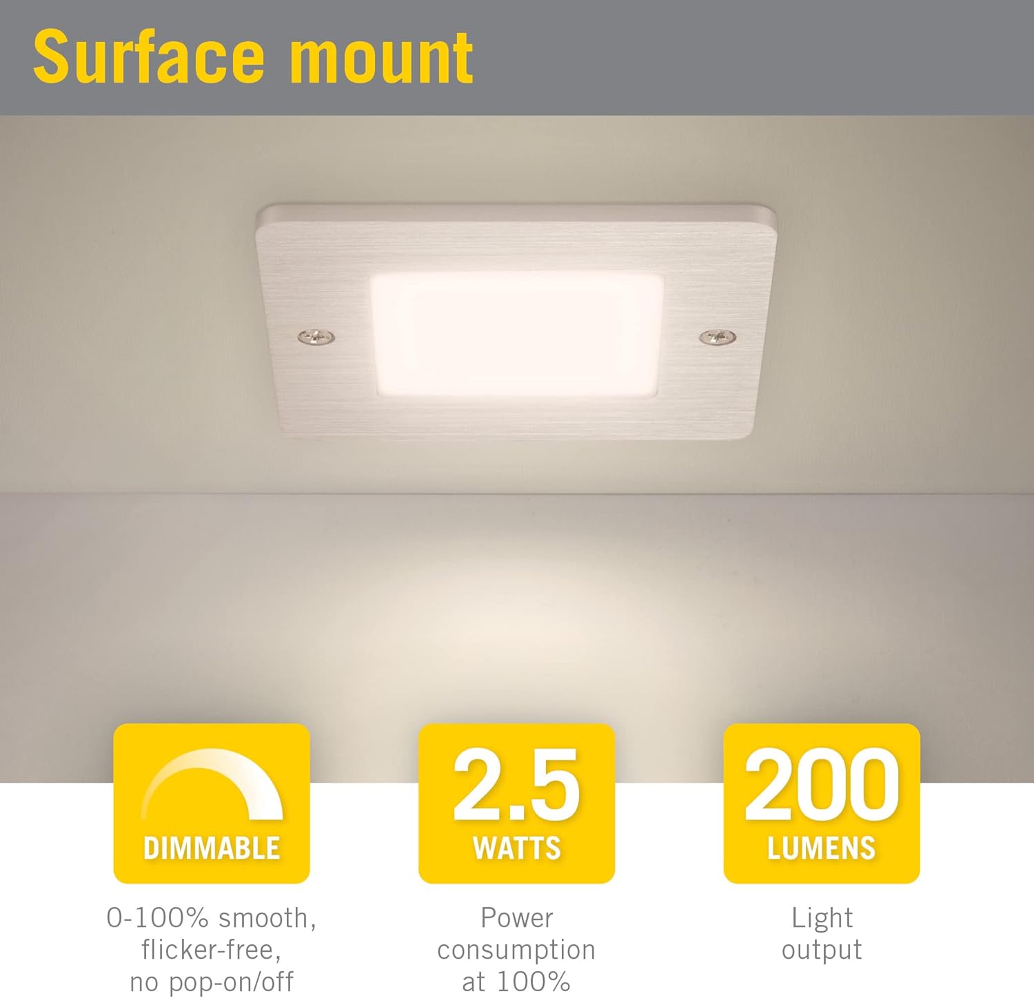 Armacost Lighting Perfil bajo cuadrado debajo del gabinete LED Puck Light 3000K 228211