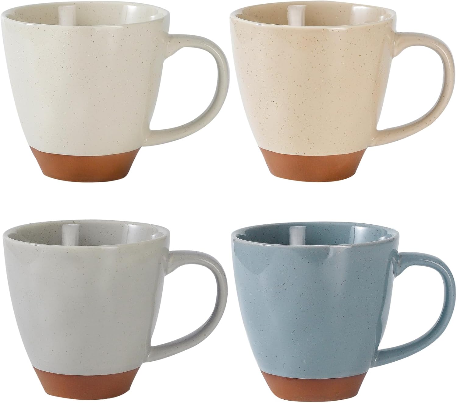 Juego de 4 tazas de café de cerámica tazas de té de 13 onzas para cacao, latte, capuchino, tazas de café de porcelana para microondas, color único