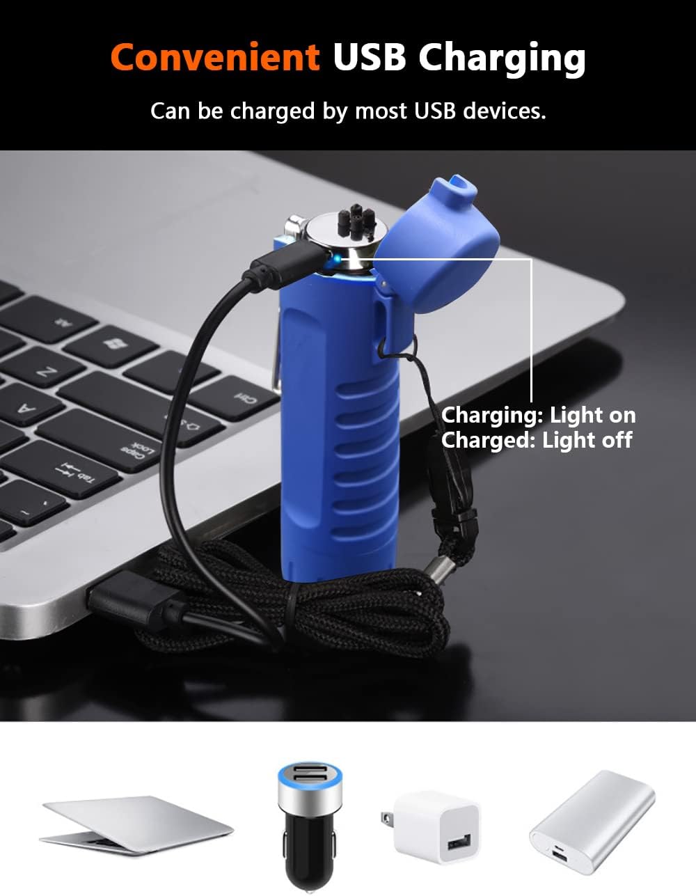Encendedor eléctrico para campamento, encendedor de doble arco resistente al viento con linterna LED, encendedor recargable por USB para senderismo