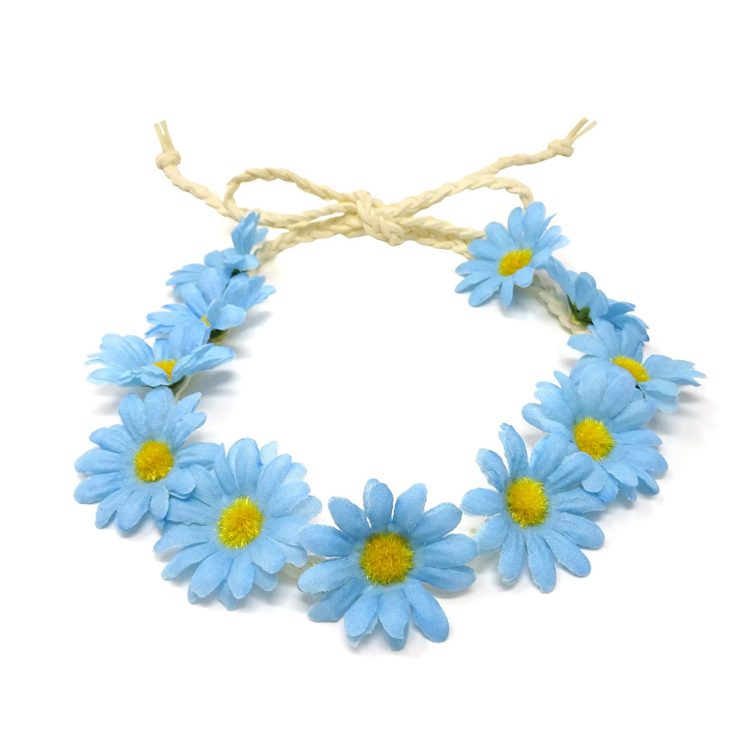 Honbay Diadema floral de moda, 2 unidades, diseño de margaritas, corona de pelo para festival, diadema nupcial (rosa + azul)