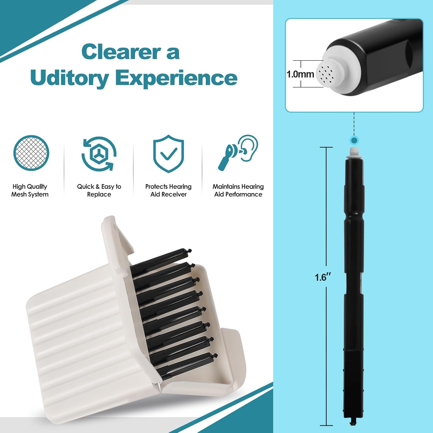 Kit de limpieza de audífonos, filtros de protectores de cera para audífonos Cerumen, filtros de audífonos compatibles con Phonak, trampas de cera