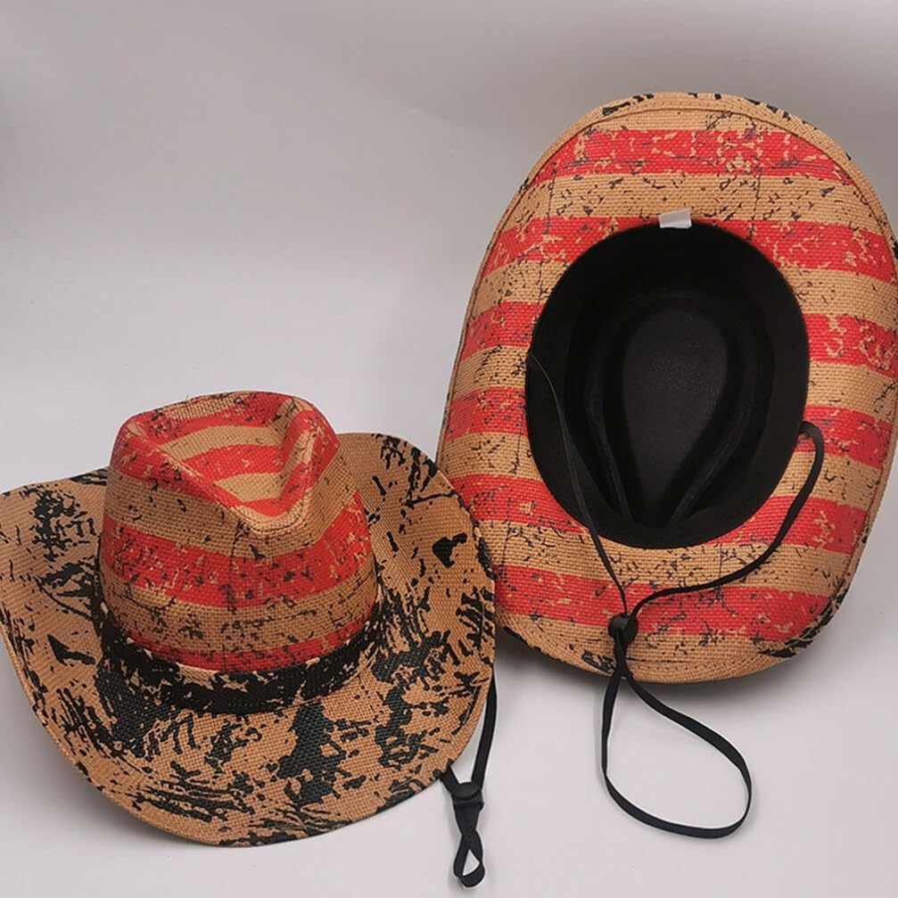 VILLCASE Sombrero de verano de paja para el día de la independencia, playa, Panamá, sombrero clásico de jazz para hombres y mujeres, 4 de julio