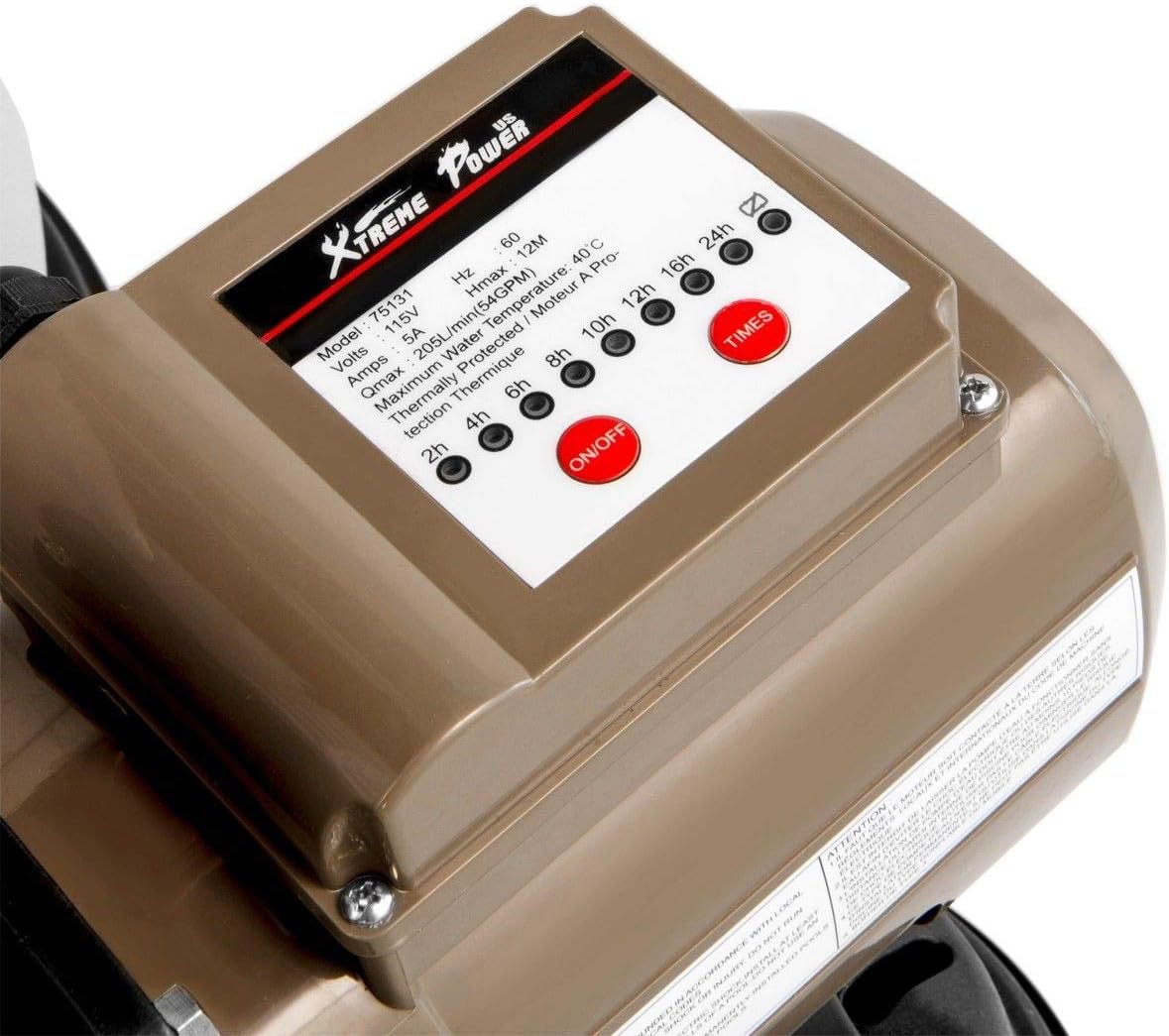 XtremepowerUS Filtro de arena de 16 pulgadas con temporizador de bomba de piscina de 0.75 HP de 15,000 galones para piscina sobre el suelo