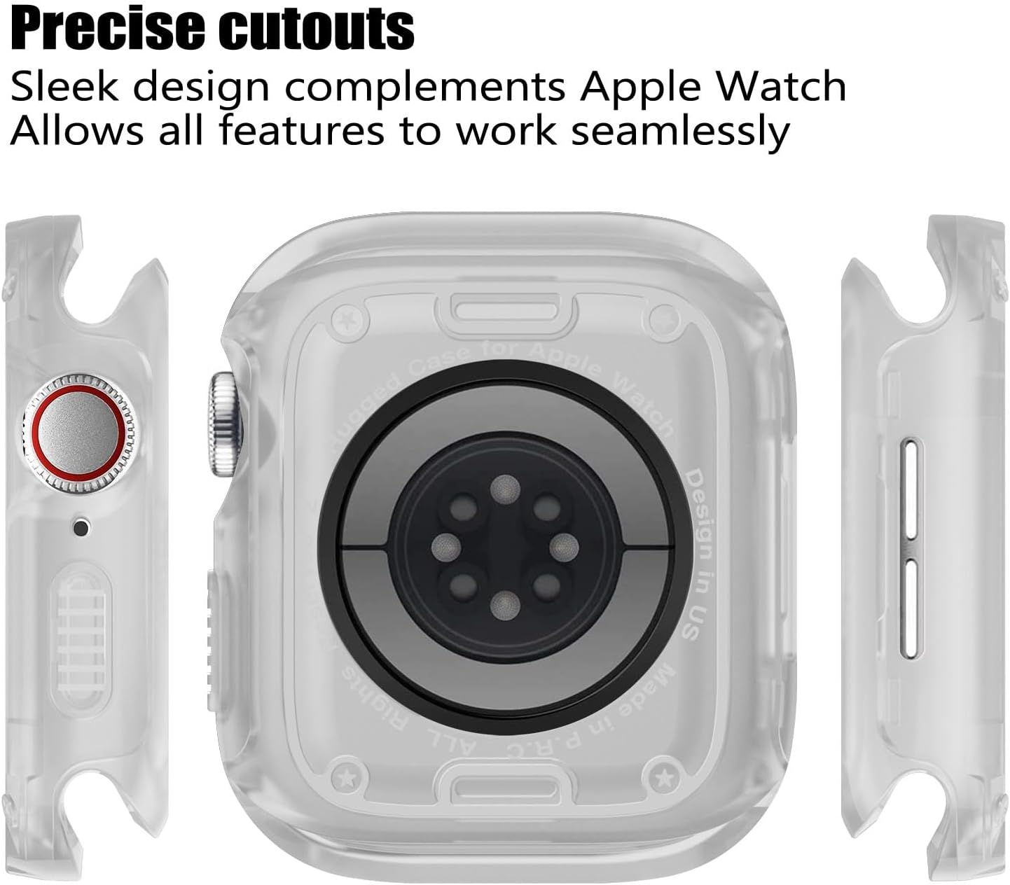 BOTOMALL Parachoques de silicona suave con cubierta de policarbonato compatible con carcasa de Apple Watch de 1.575 pulgadas, 1.614 pulgadas, Series