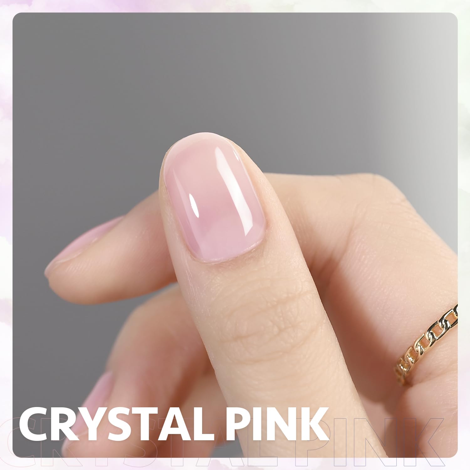 GAOY Jelly Nude – Esmalte de uñas en gel, 0.6 onzas líquidas, esmalte de gel translúcido de cristal rosa transparente, curado con luz UV para arte